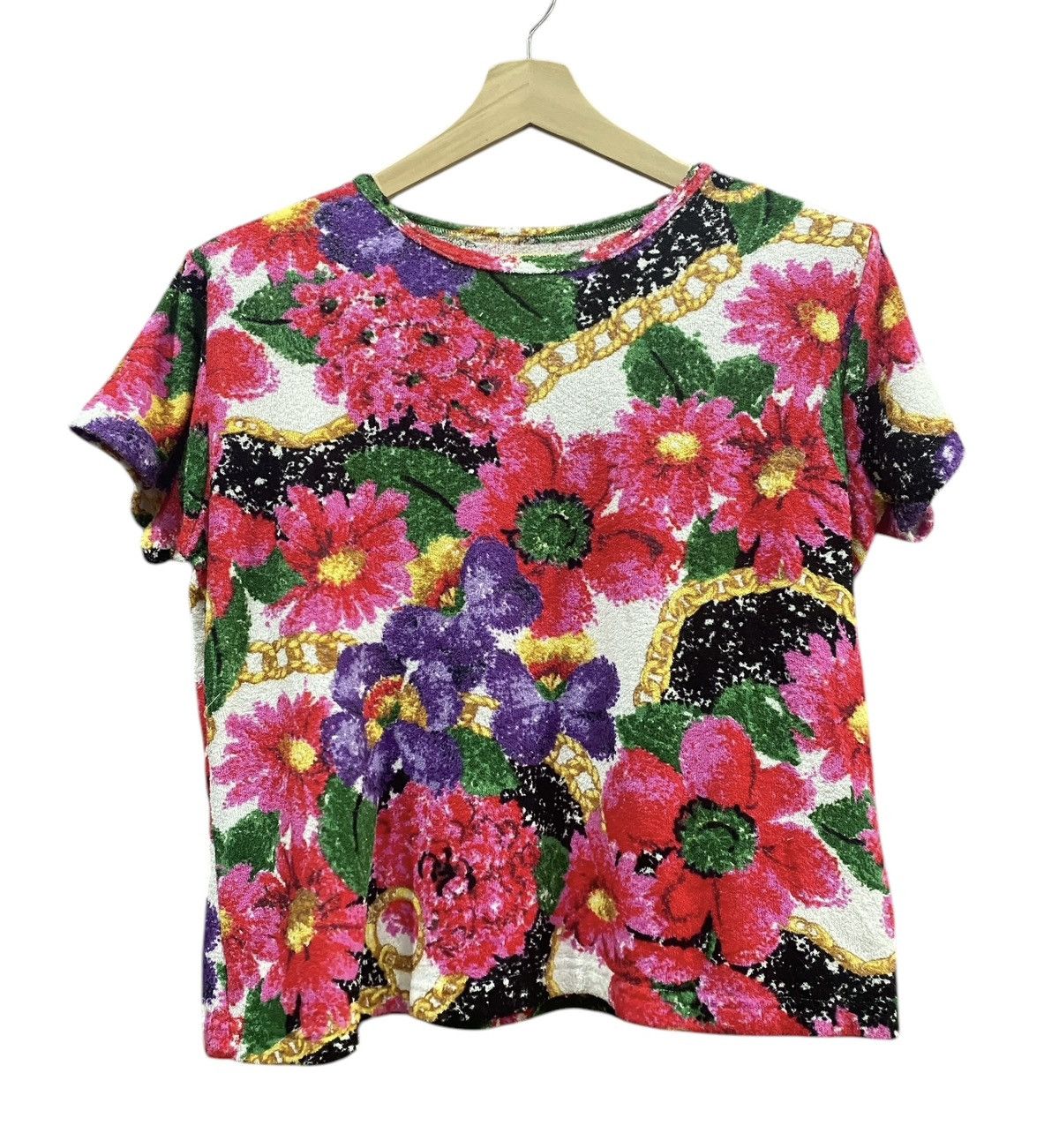 Celine CELINE Floral Velvet Blouse Shirt Size L / US 10 / IT 46 - 3 Thumbnail