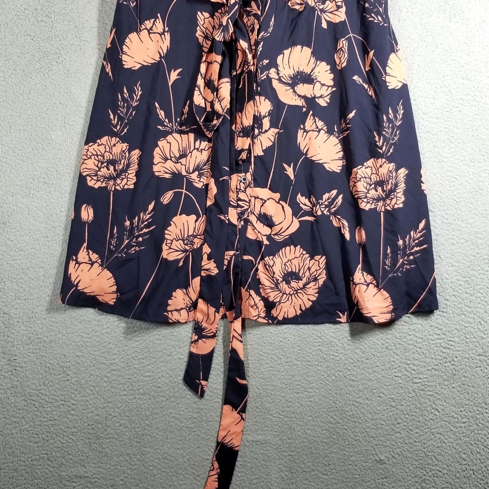 Vintage eShakti Shirt Dress 3X Blue Pink Short Sleeve Floral Artsy Tie Dress Womens 26W Size XXL / US 16-18 / IT 52-54 - 3 Thumbnail