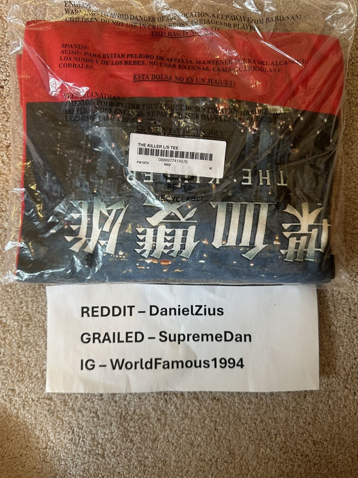 Supreme Supreme The Killer Long-Sleeve Tee 'Red' Size US M / EU 48-50 / 2 - 3 Thumbnail