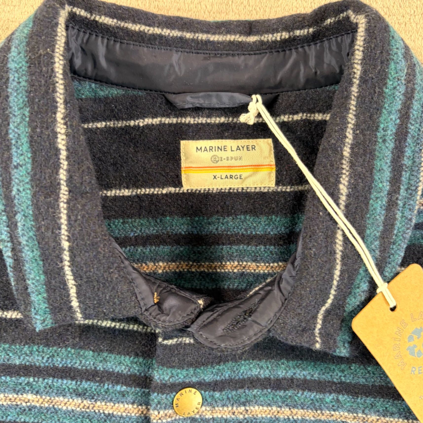 Marine Layer Marine Layer Striped Snap Shacket in Dark Navy Baja Men XL GorpCore NWT Size US XL / EU 56 / 4 - 2 Thumbnail