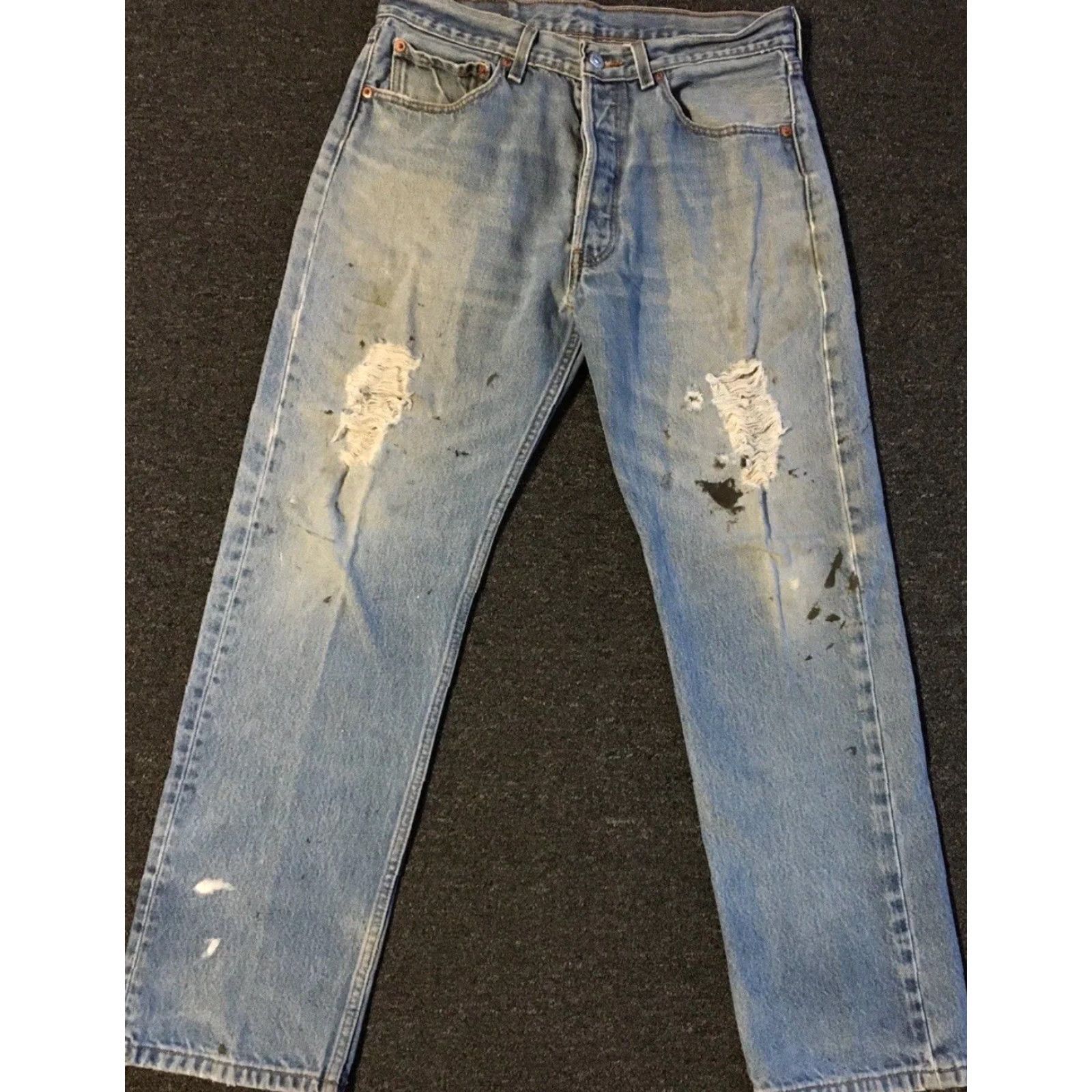 Levi's VINTAGE Levi's 501 Jeans Men 31 Blue Distressed Button Fly 30 Inseam 80s 90s Grunge Punk Western Rock Biker Denim Dad Logo Straight Fashion Size US 31 - 2 Thumbnail