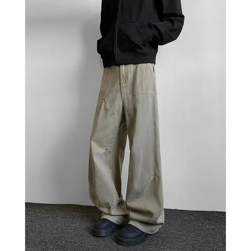 Japanese Brand Retro loose grey green straight leg jeans Size US 32 / EU 48 - 2 Thumbnail