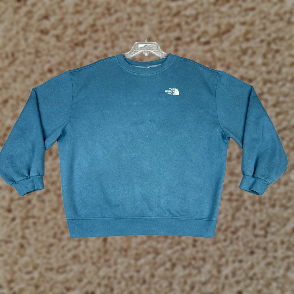 The North Face The North Face Sweatshirt Womens L Blue Jersey Crew Neck Logo Pullover Size L / US 10 / IT 46 - 1 Thumbnail