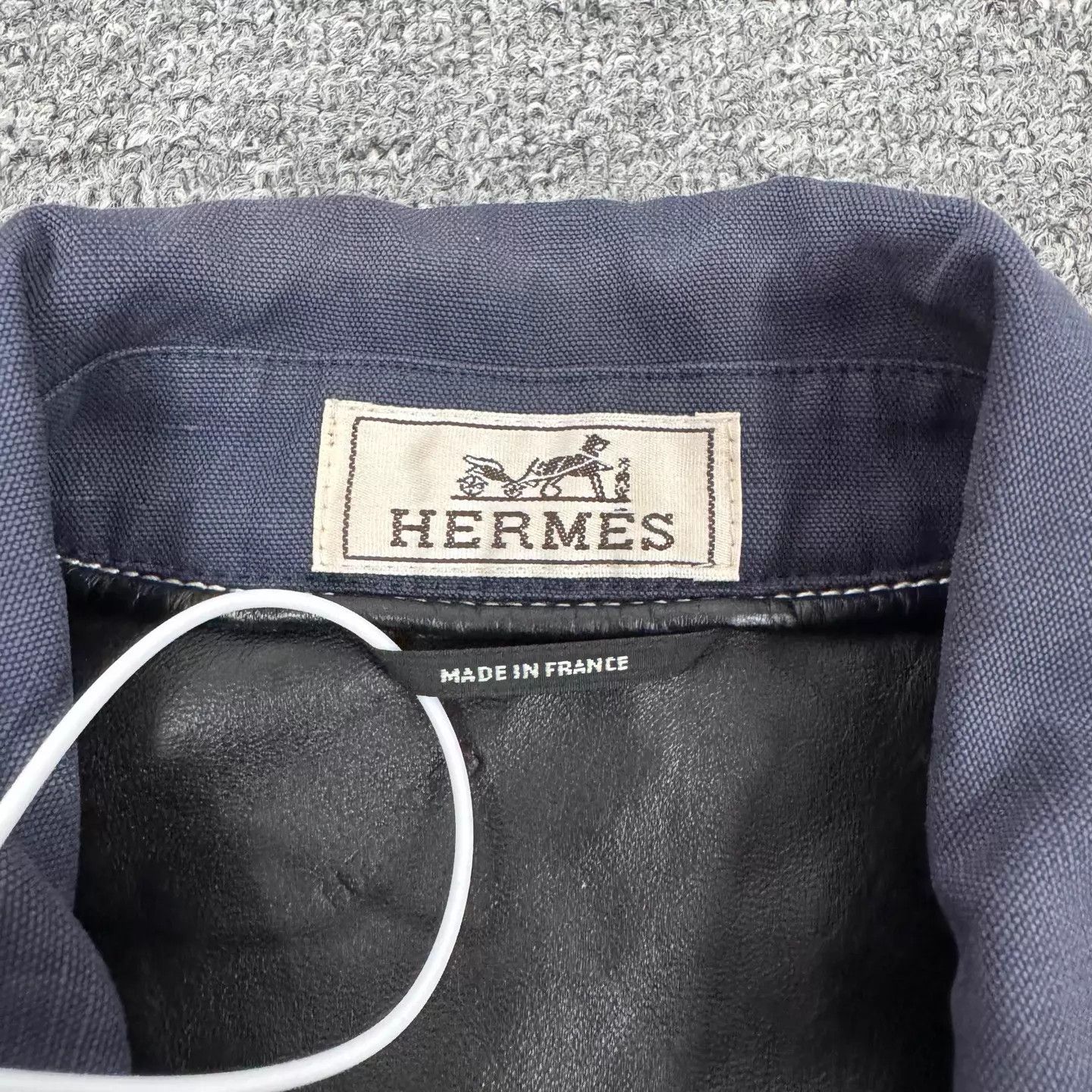 Hermes Hermes Navy Blue Collared Zip Leather Lining Jacket 48 Size US M / EU 48-50 / 2 - 5 Thumbnail