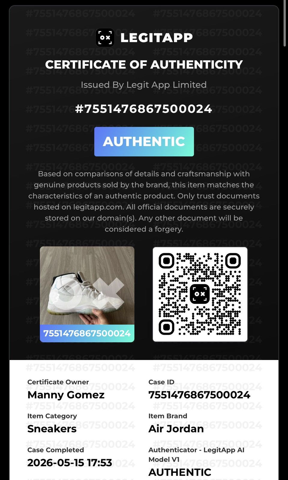 Jordan Brand Air Jordan Retro 11 Legend Blue 2024 Size 10.5 Size US 10.5 / EU 43-44 - 21 Thumbnail