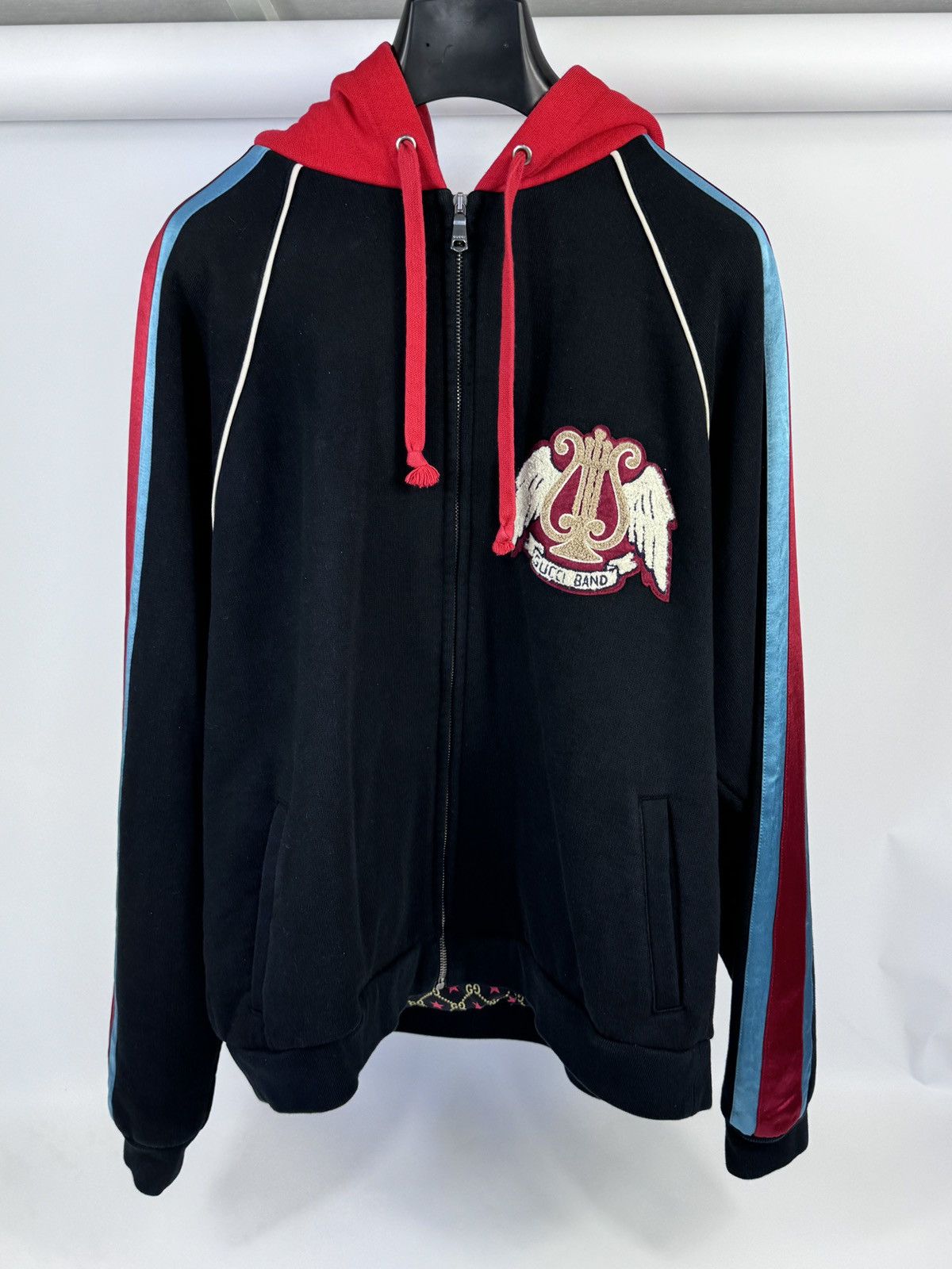 Gucci GUCCI BAND PATCH WORK SATIN STRIPE ZIP UP HOODIE Size US XL / EU 56 / 4 - 1 Thumbnail