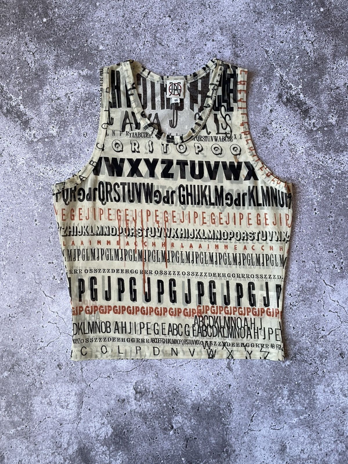 Jean Paul Gaultier Jean Paul Gaultier Archive Y2K Alphabet Mesh Tank Top Rare Size M / US 6-8 / IT 42-44 - 1 Thumbnail