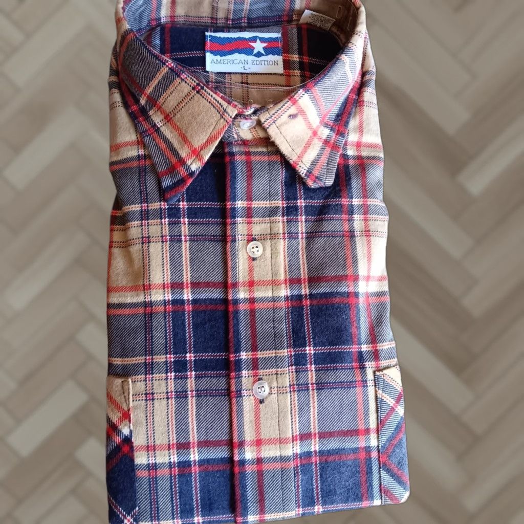 FIVE BROTHER flannel shirt L blue red FIVE BROTHER】ファイブラ