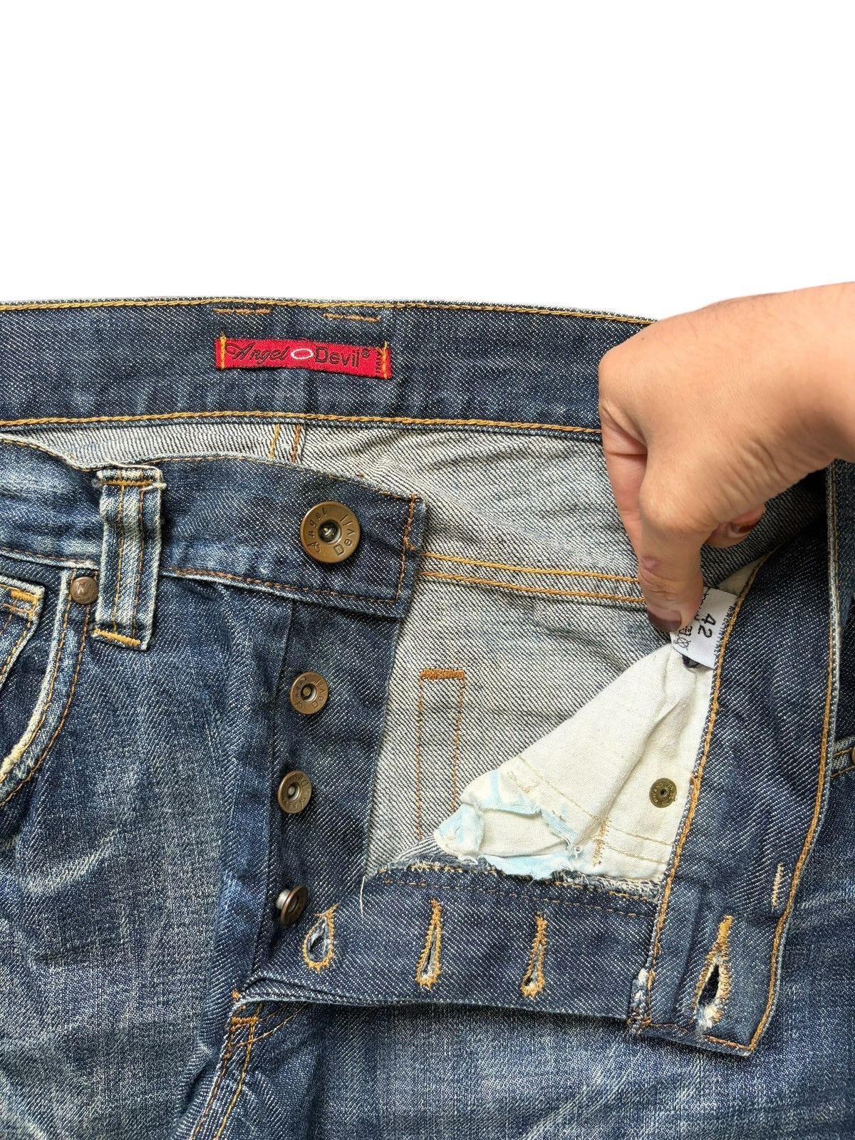 Visvim Vintage Angel Devil Double Wings Printed Distress Jeans Size 30" / US 8 / IT 44 - 5 Thumbnail