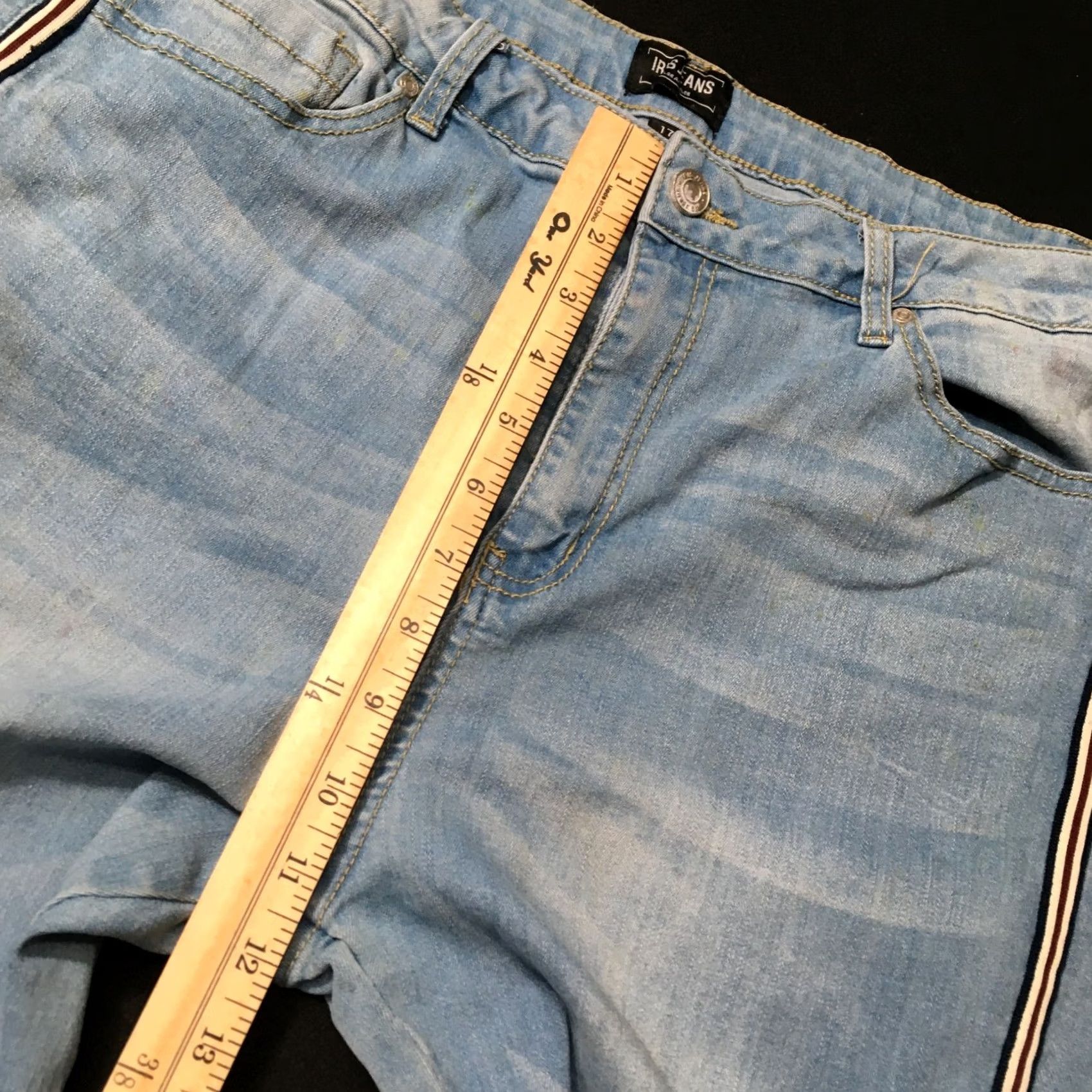 Vintage Jeans Womens Blue Distressed Zip Size 17 Side Piping Iris Jeans Denim Regular Mid Rise Distressed Pockets Cotton Blend Button Vintage: No Size 38" / US 16 / IT 52 - 4 Thumbnail
