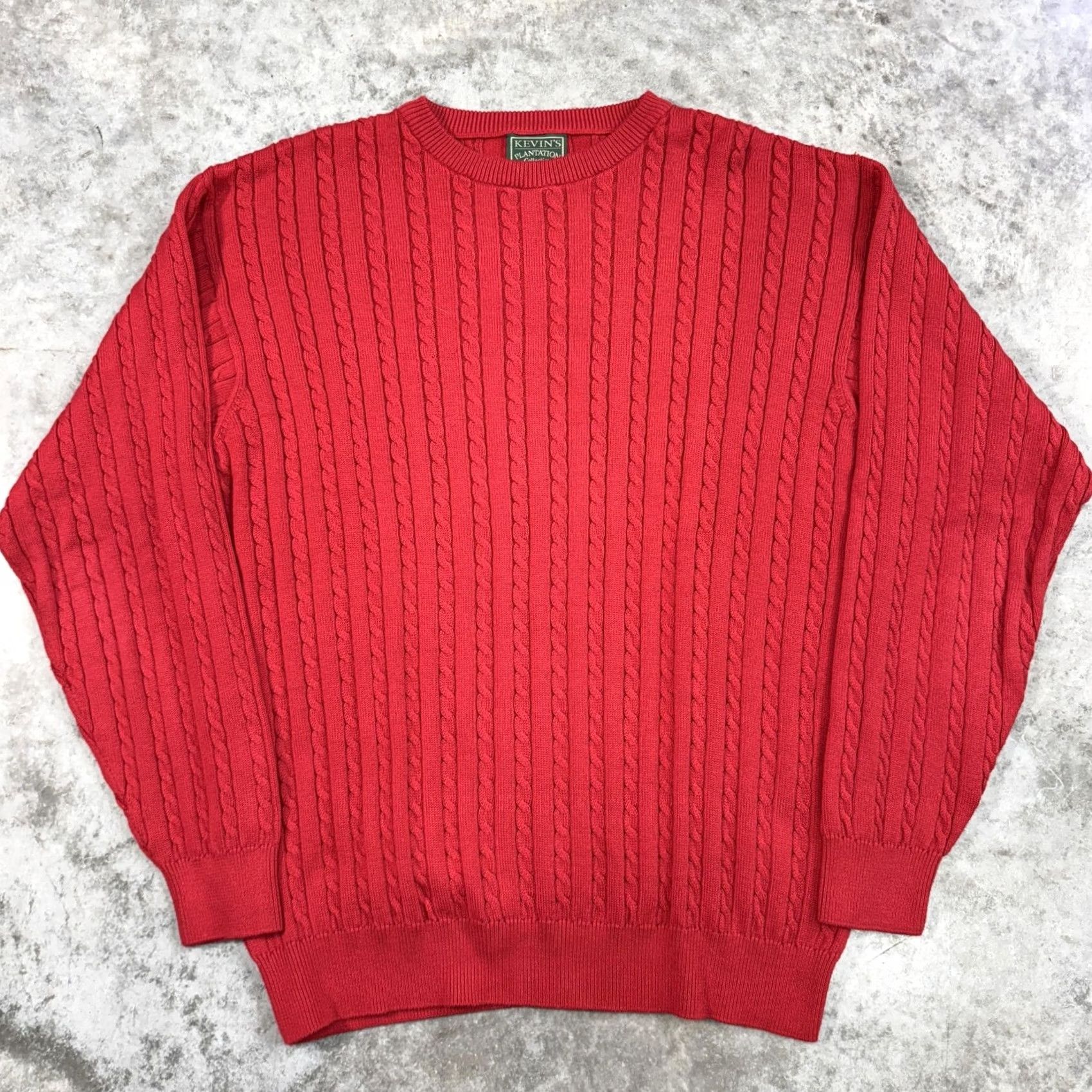 Vintage Kevins Plantation Collection Sweater Mens Large Red Cable-Knit Pullover Crewneck Size US L / EU 52-54 / 3 - 3 Thumbnail