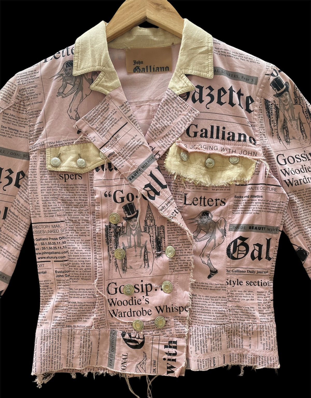John Galliano John Galliano Gazette Newspaper SS2005 Double Breast Jacket Size S / US 4 / IT 40 - 2 Thumbnail