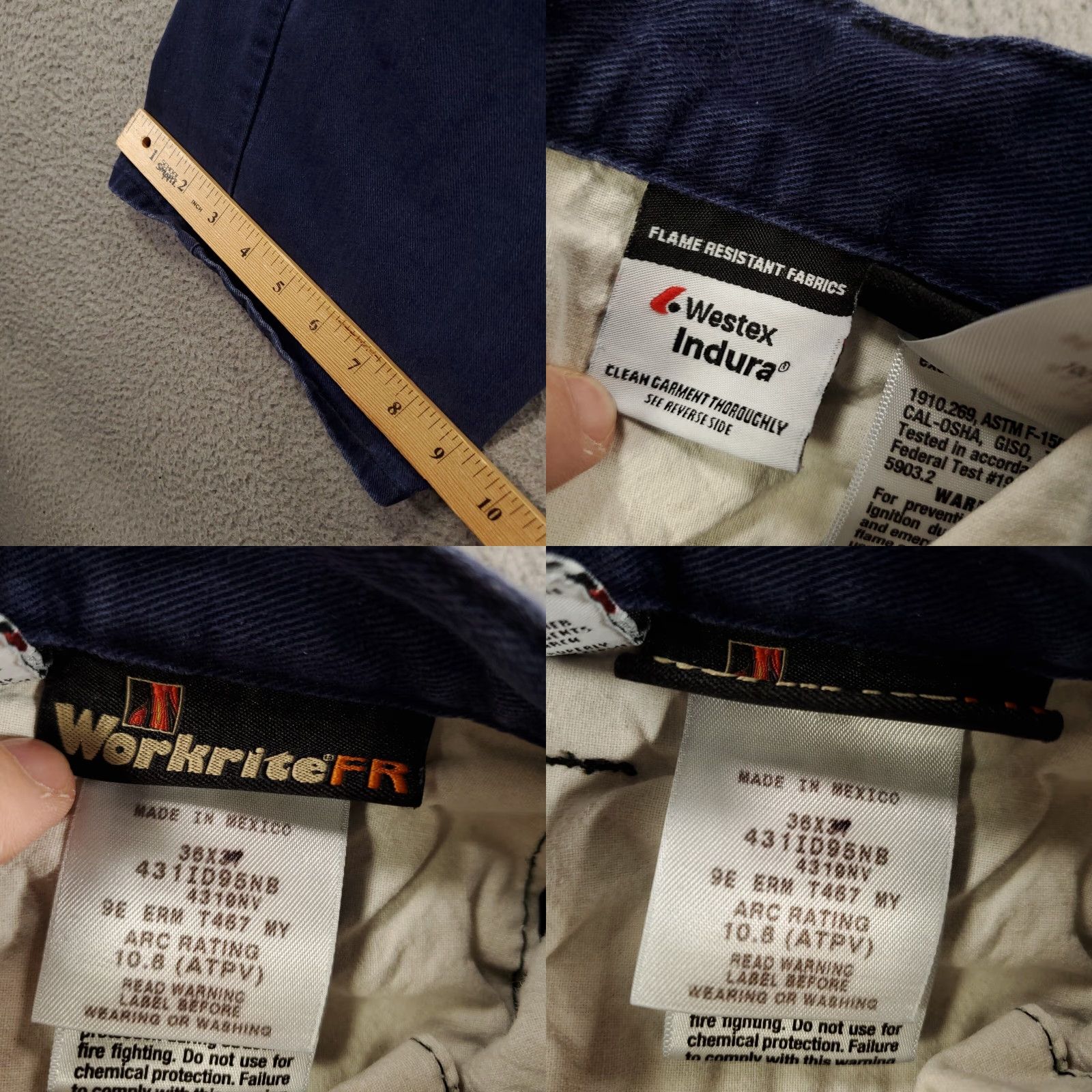 Vintage Workrite Flame Resistant Pants Mens 36 Regular Blue Chino Workwear Arc Safety Outdoor Size US 36 / EU 52 - 8 Thumbnail