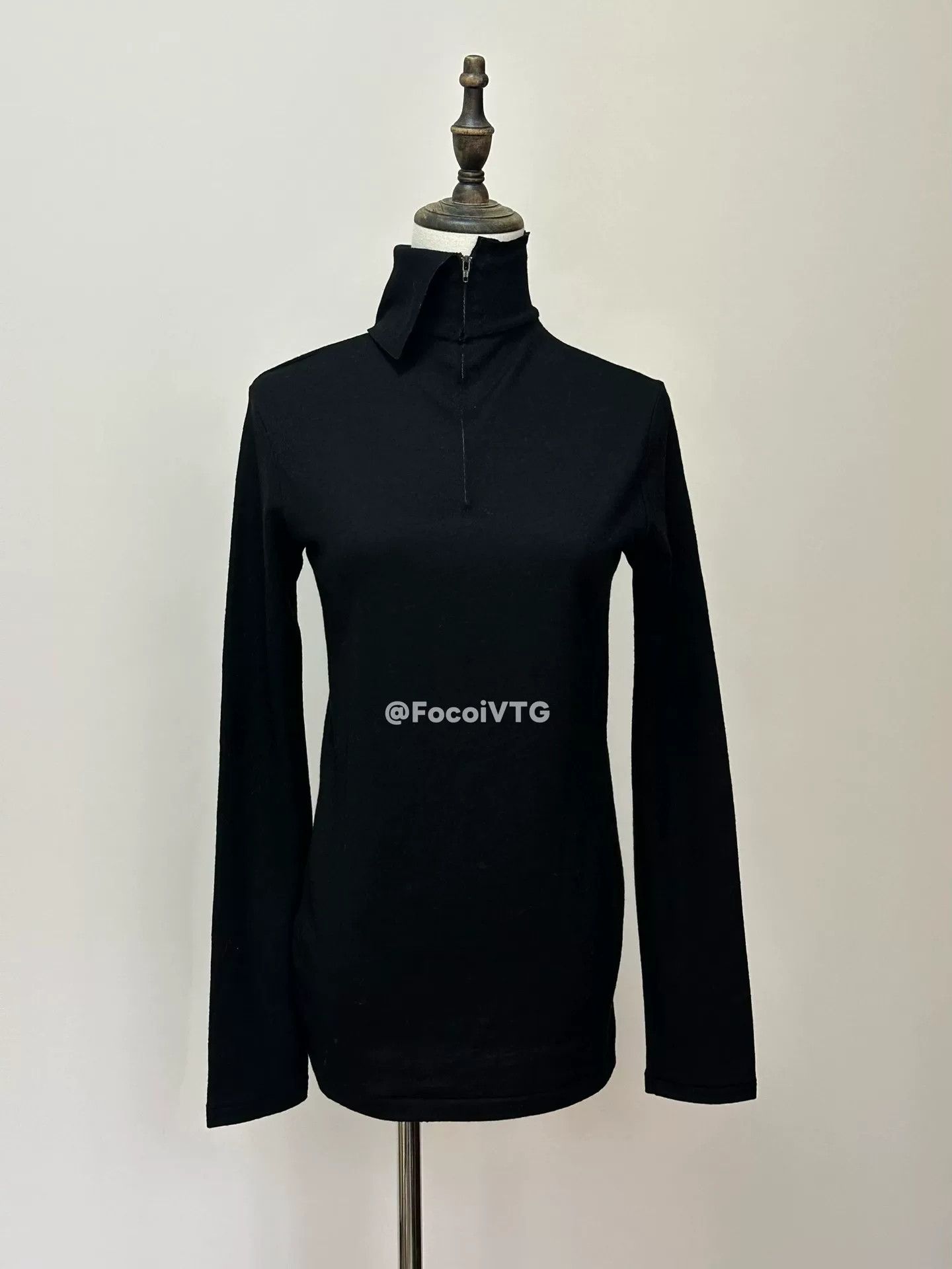 Yohji Yamamoto Yohji Yamamoto Black Wool Irregular Collar Top Size M / US 6-8 / IT 42-44 - 1 Thumbnail
