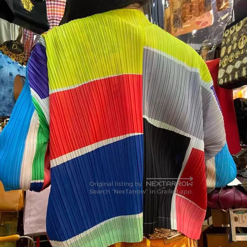 Issey Miyake Issey Miyake Color-block pleated stretch cardigan Size XXL / US 16-18 / IT 52-54 - 3 Thumbnail