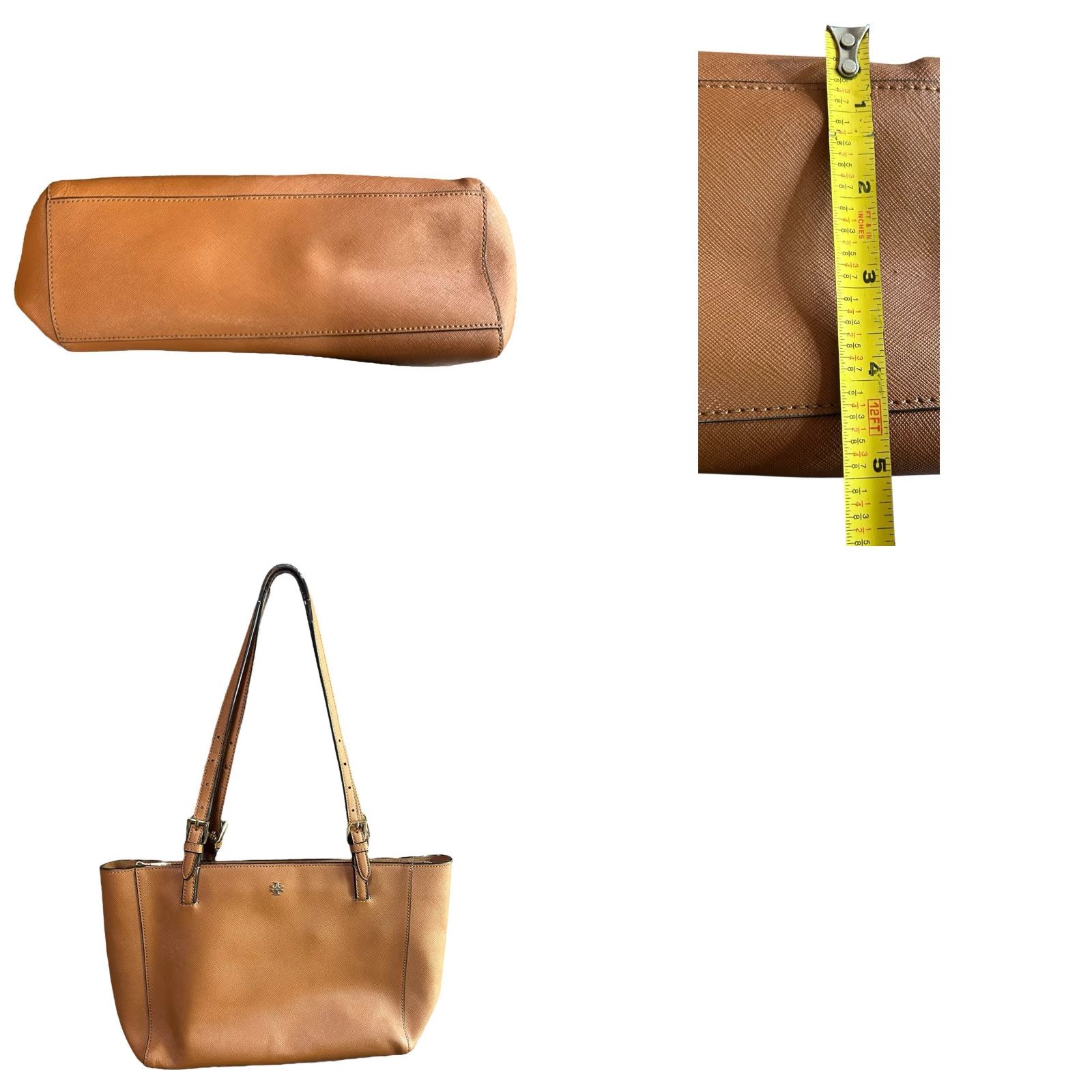 Tory Burch Tory Burch York Brown Leather Double Handles Tote Shoulder Bag Women Purse Read Read damage to handles Read Size ONE SIZE - 11 Thumbnail