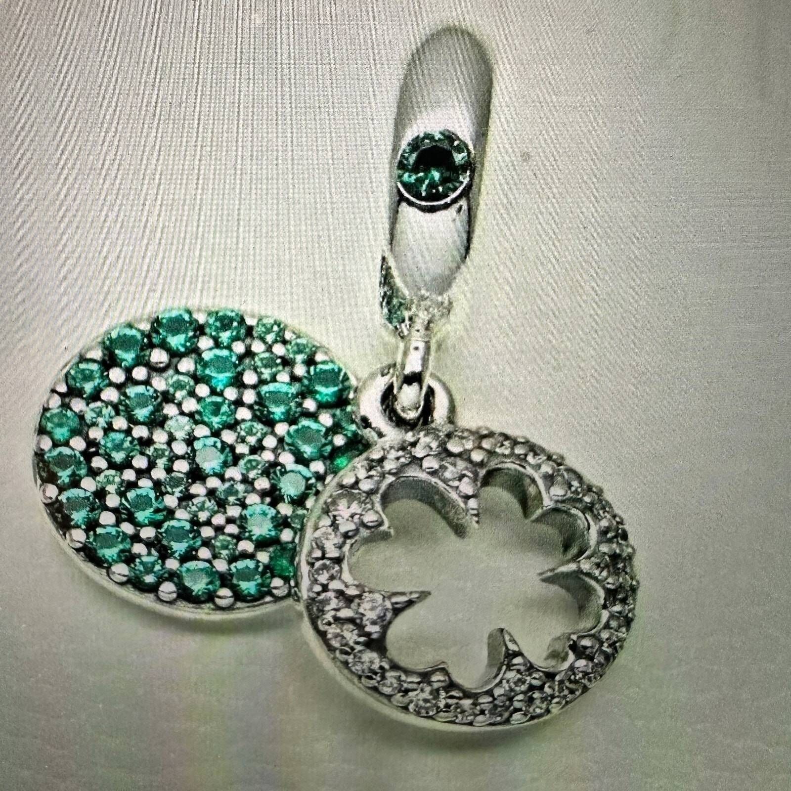 pandora Authentic Pandora, Irish Green Clover Dangle Charm/CZ #79790 Size ONE SIZE - 2 Thumbnail