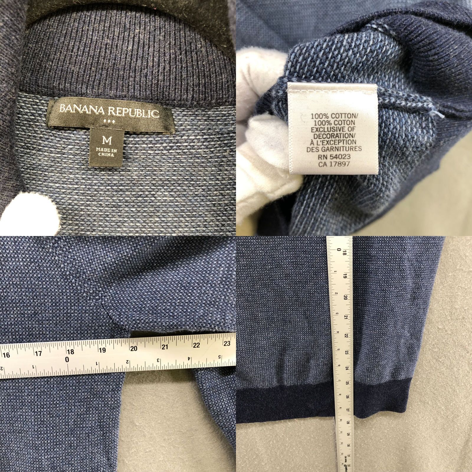Banana Republic VINTAGE Banana Republic 1/4 Zip Sweater Mens M Cotton Blue Waffle Knit Textured Pullover Shirt? Size US M / EU 48-50 / 2 - 8 Thumbnail