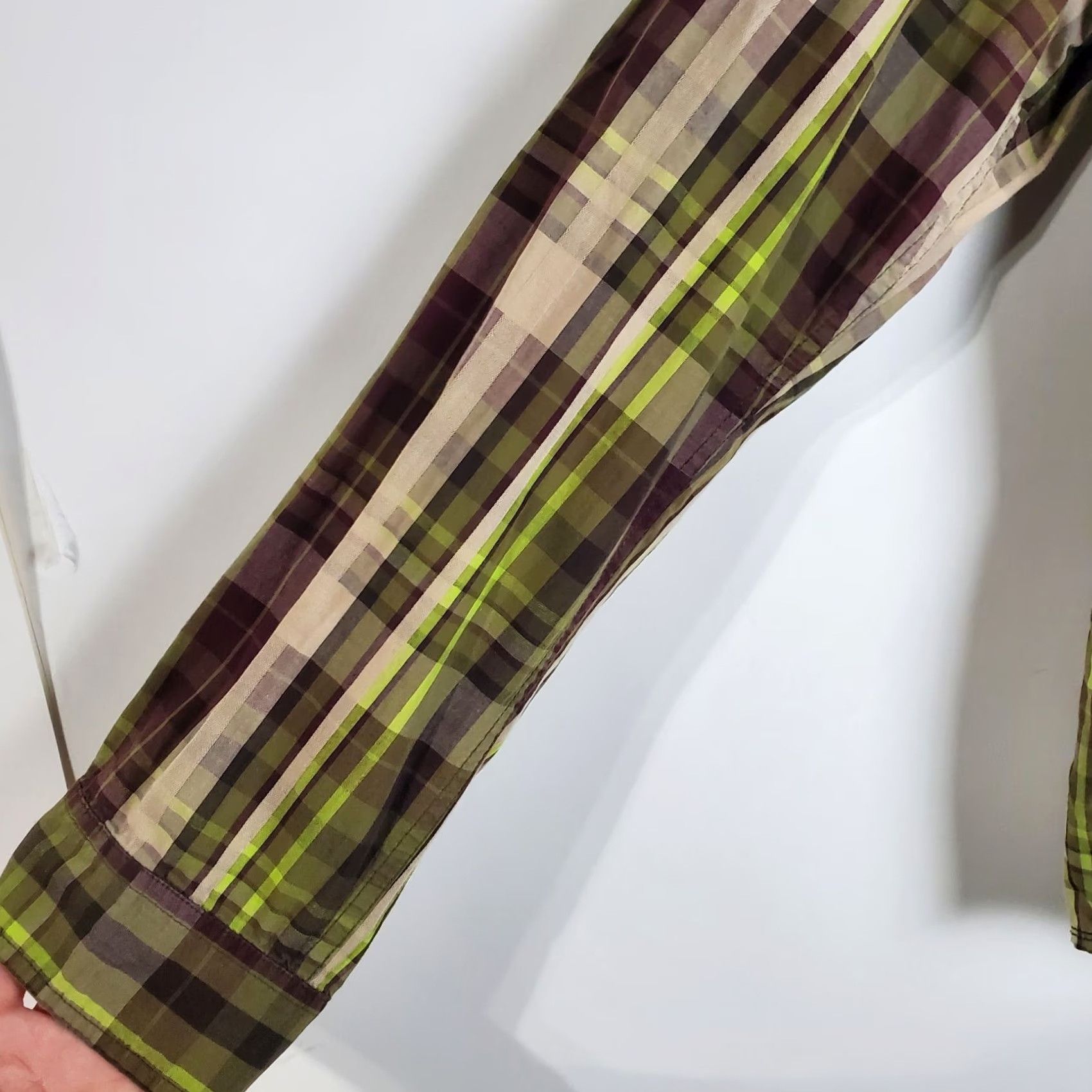 Prana PrAna Shirt Mens Large Brown Green Plaid Long Sleeve Black Pearl Snap Western Shirt Size US L / EU 52-54 / 3 - 2 Thumbnail