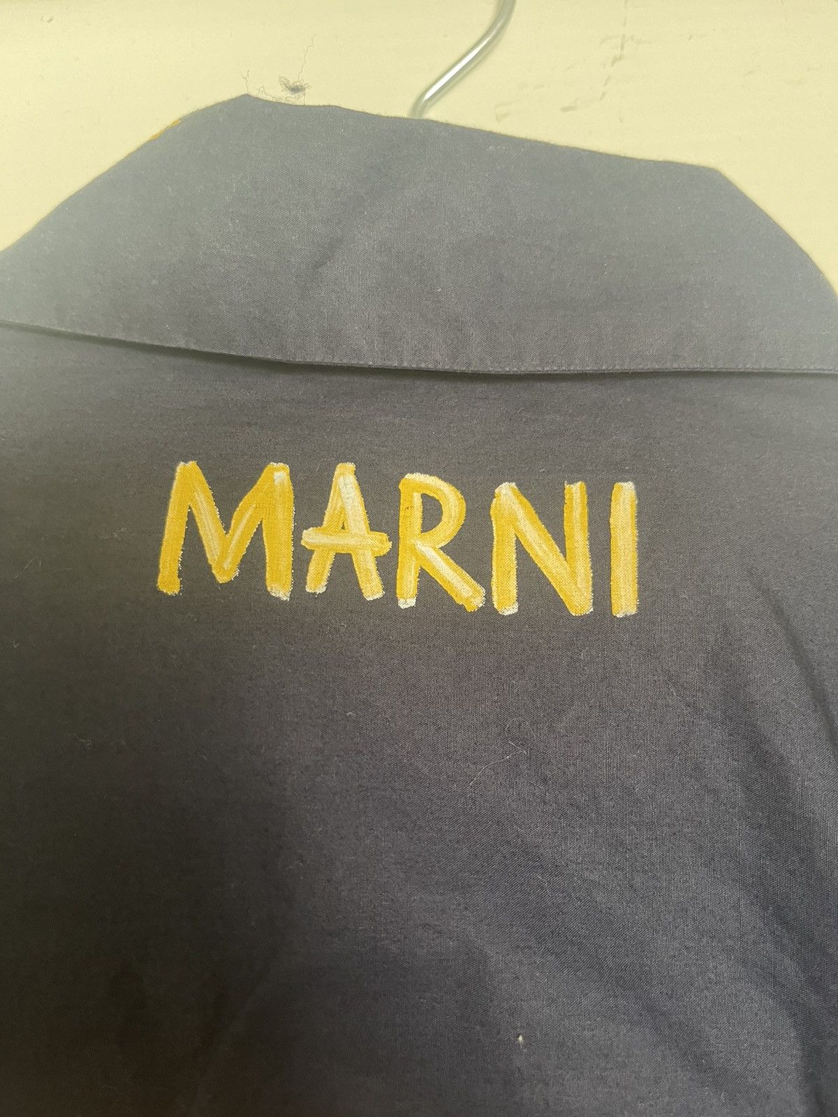 Marni Navy & Yellow Paint Brush Splatter Button Up Shirt Size US M / EU 48-50 / 2 - 9 Thumbnail