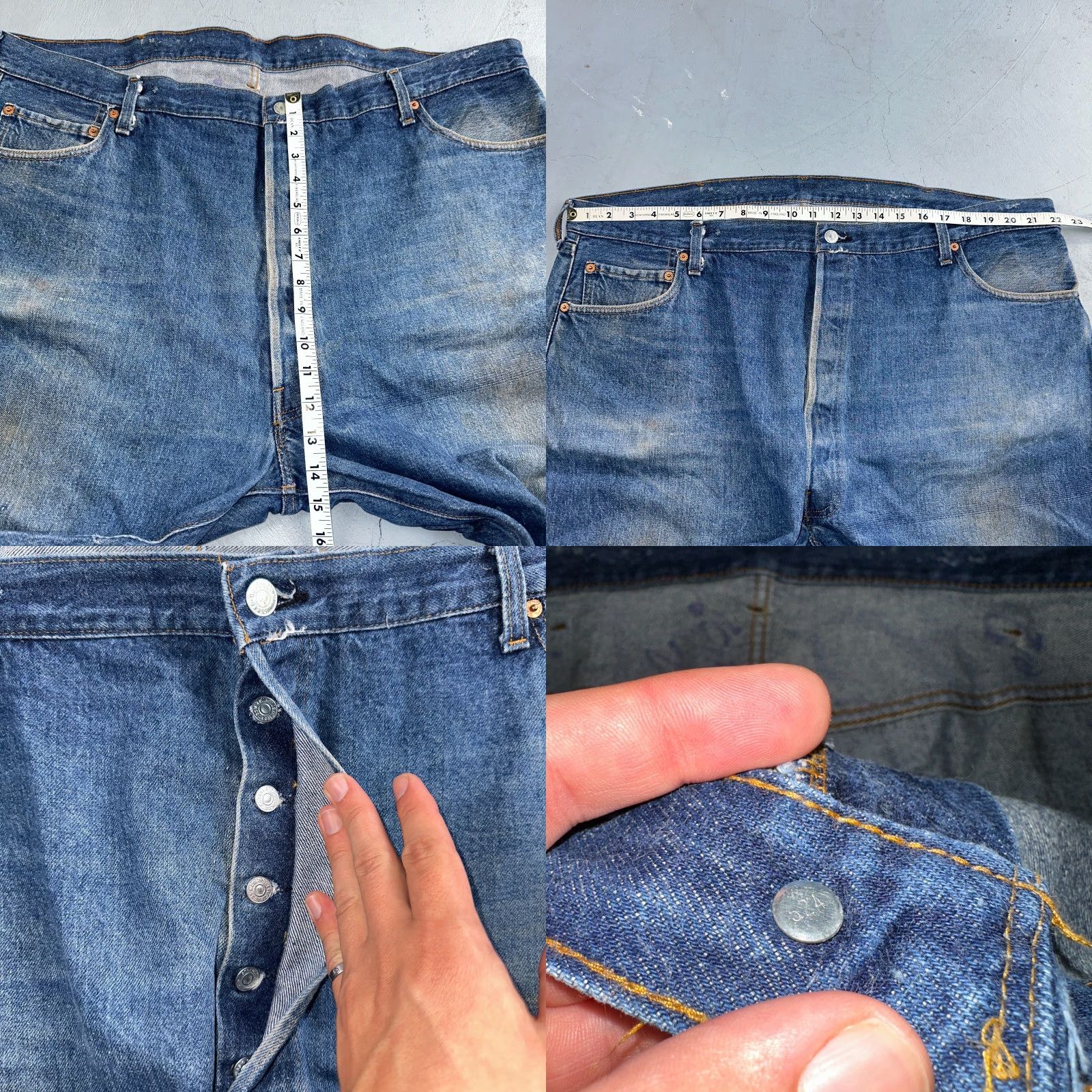 Levi's Levi's 501 Vintage 80s Jeans Men Medium Wash Mid Rise Distressed Selvedge USA 48x30 Size US 32 / EU 48 - 8 Thumbnail