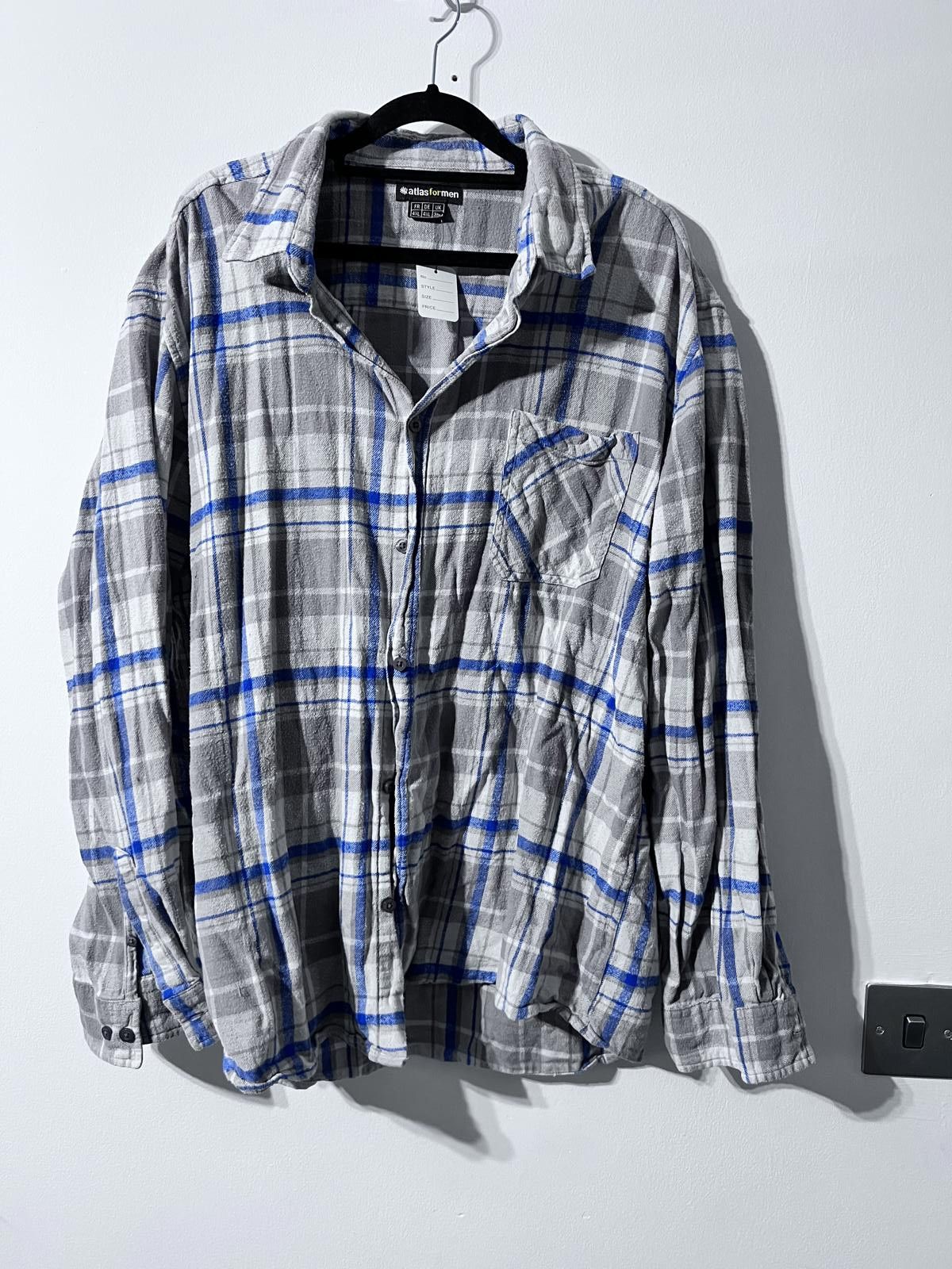 Other Atlas For Men Grey & Blue Check Shirt UK 3XL Size US XXL / EU 58 / 5 - 1 Thumbnail