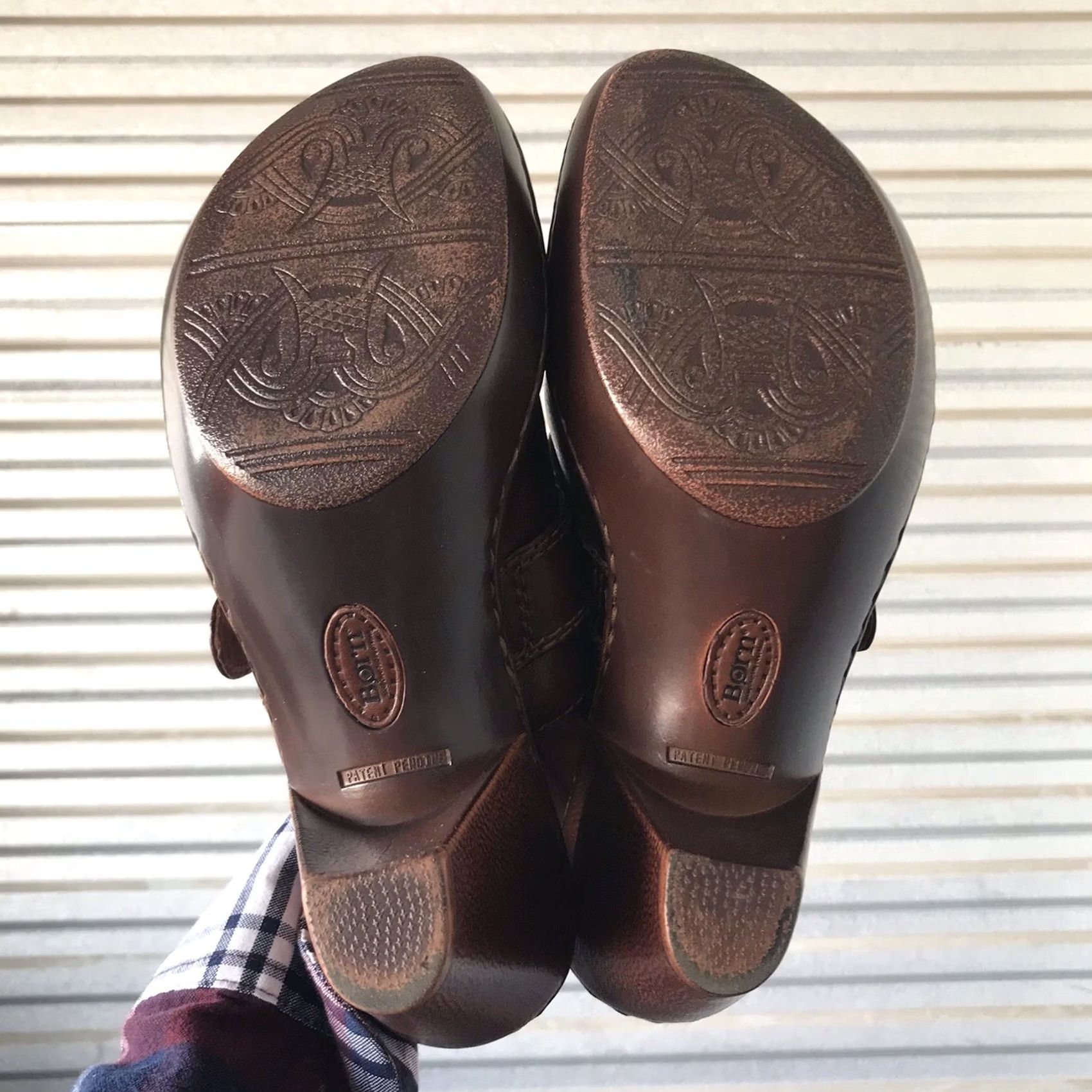 Born Born Women's Chocolate Brown Leather Buckle Slip-On Comfort Heel Mules Clogs 10 Casual Platform Open Back Women Shoes Size US 10 / IT 40 - 4 Thumbnail