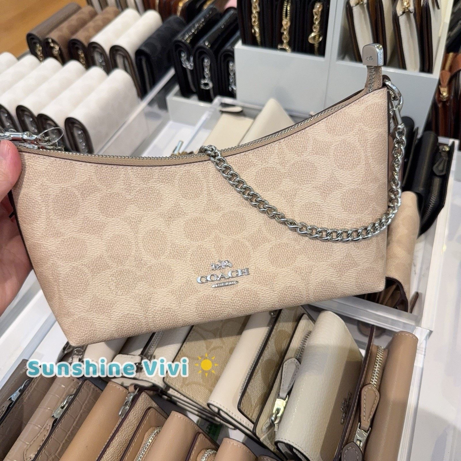 Coach NWT Coach Caitlin Shoulder Bag CEK80 Silver/Sand/Taupe Size ONE SIZE - 1 Thumbnail