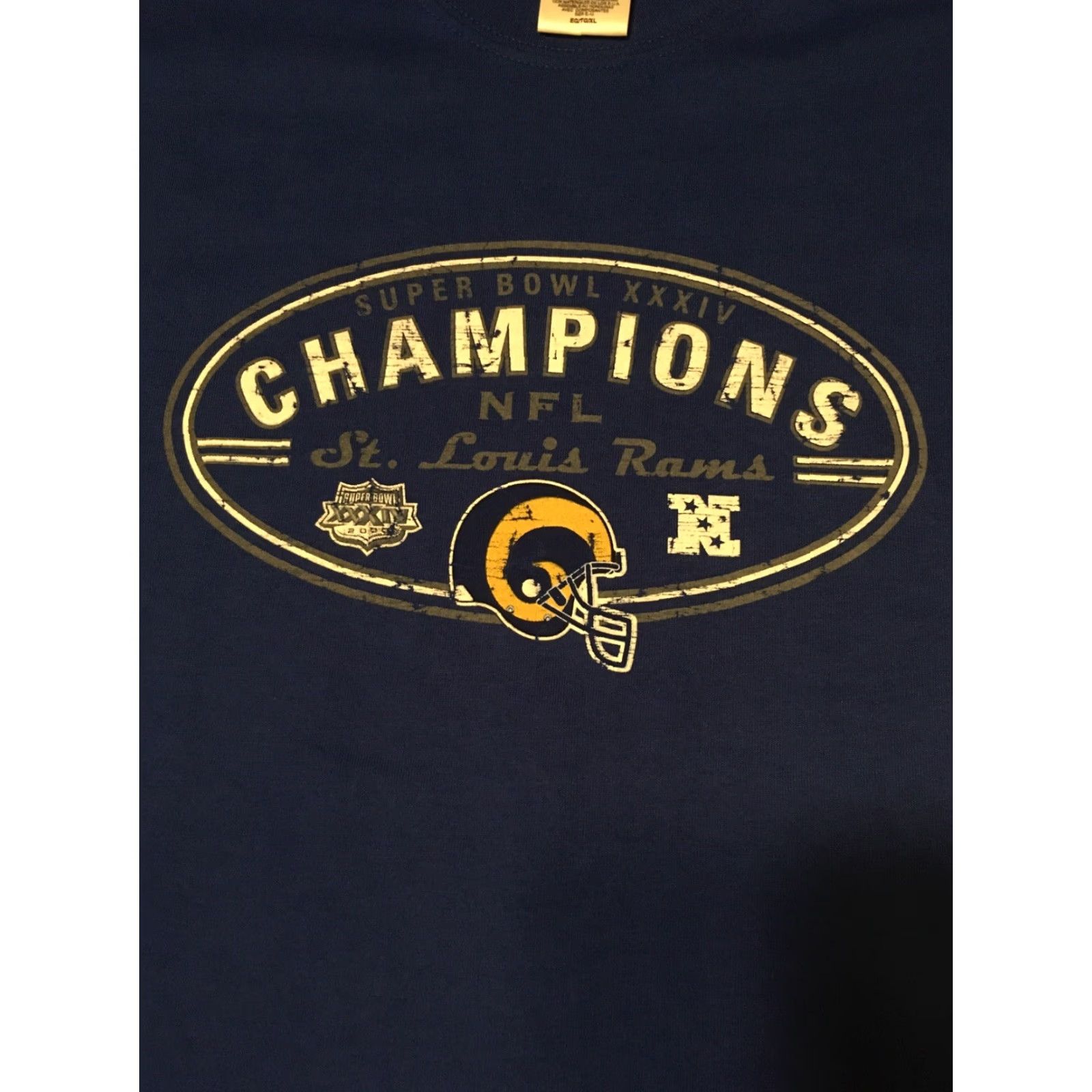 Pro Player VINTAGE Pro Player St. Louis Rams T-Shirt XXXIV 34 2000 Superbowl Champions XL Blue Men’s Graphic Tee Mens Size US XL / EU 56 / 4 - 4 Thumbnail