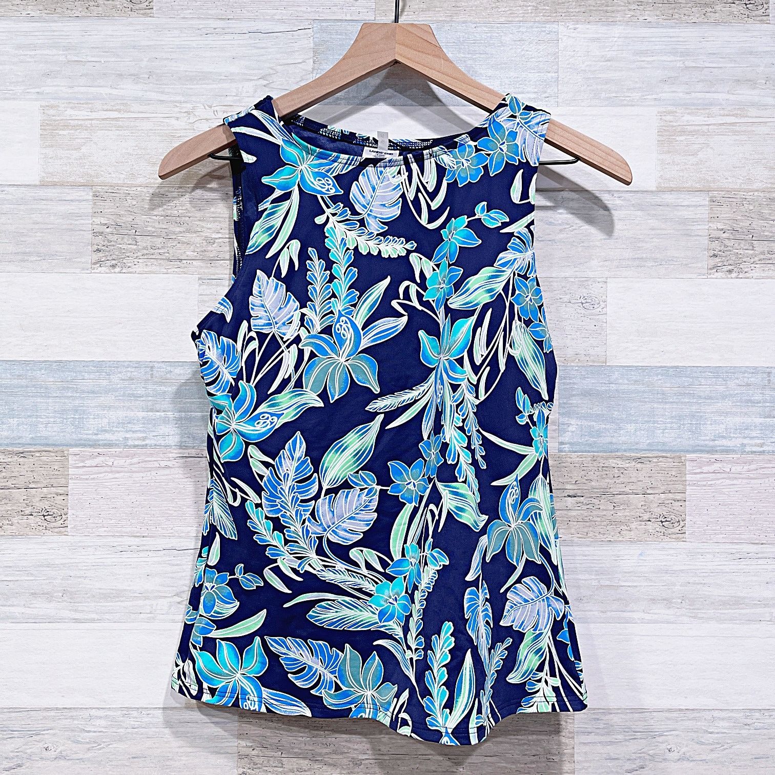 Lands' End Lands End Swim Tropical Floral Tankini Swim Top Blue 8 DDD Size ONE SIZE - 1 Thumbnail