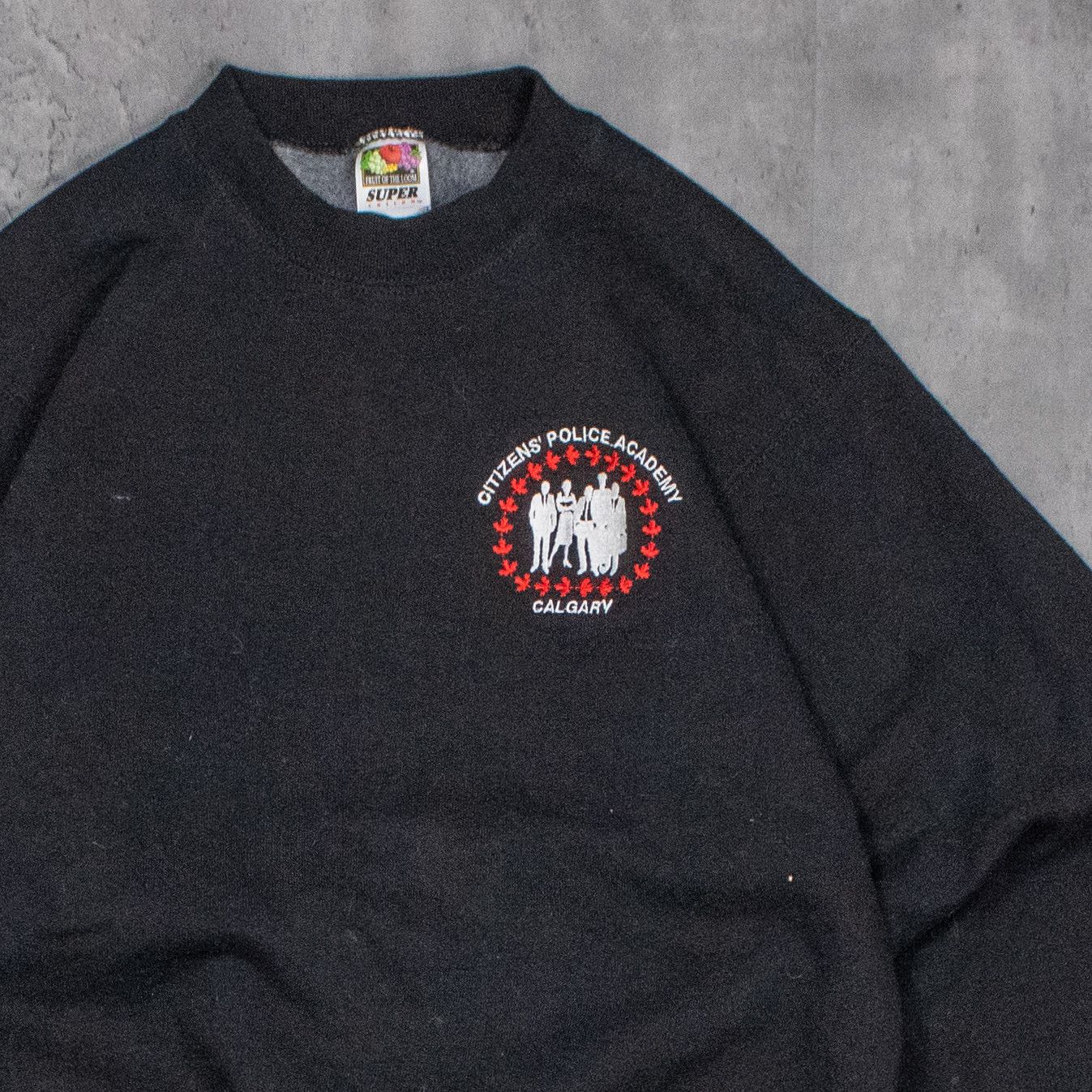 Fruit Of The Loom Vintage VTG 90's Police Heavy Weight Black Crewneck Sweater Size US S / EU 44-46 / 1 - 3 Thumbnail