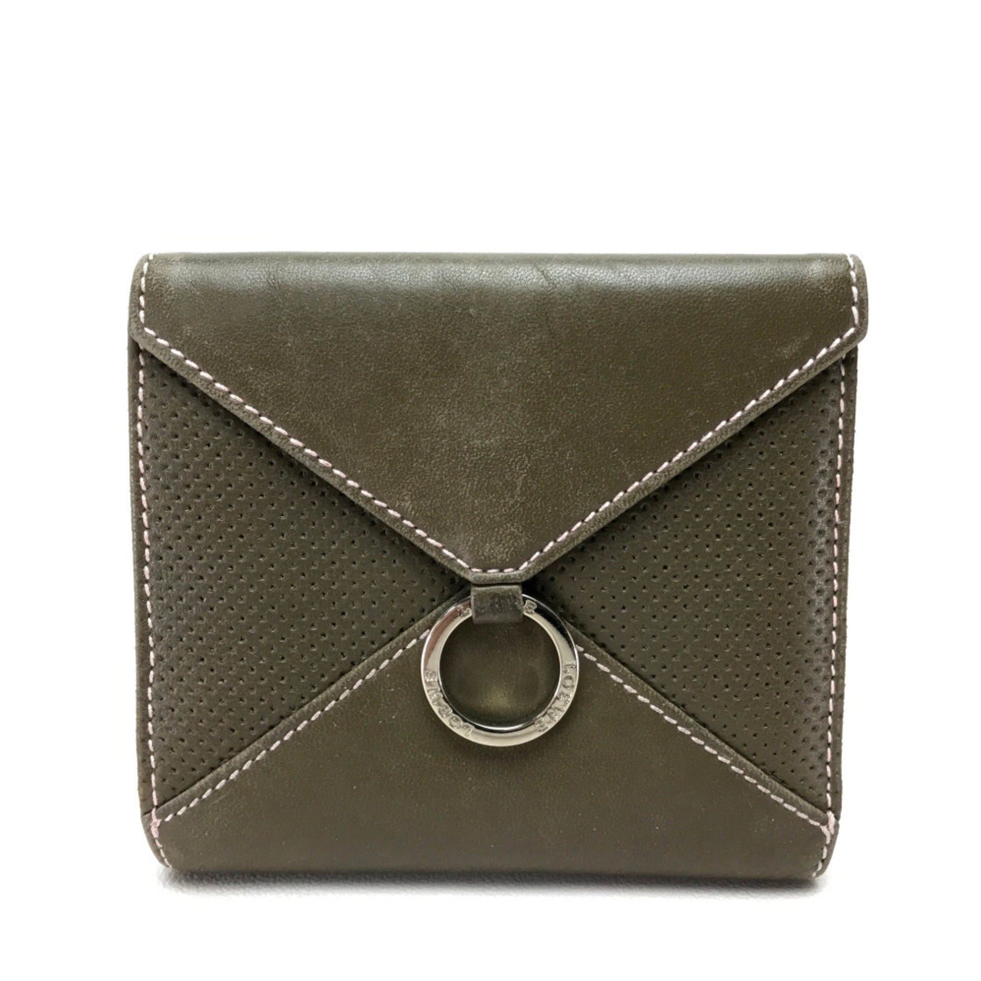 Loewe LOEWE Women's Double-Hook Short Wallet with Snap Closure, Lambskin, Khaki Size ONE SIZE - 1 Thumbnail