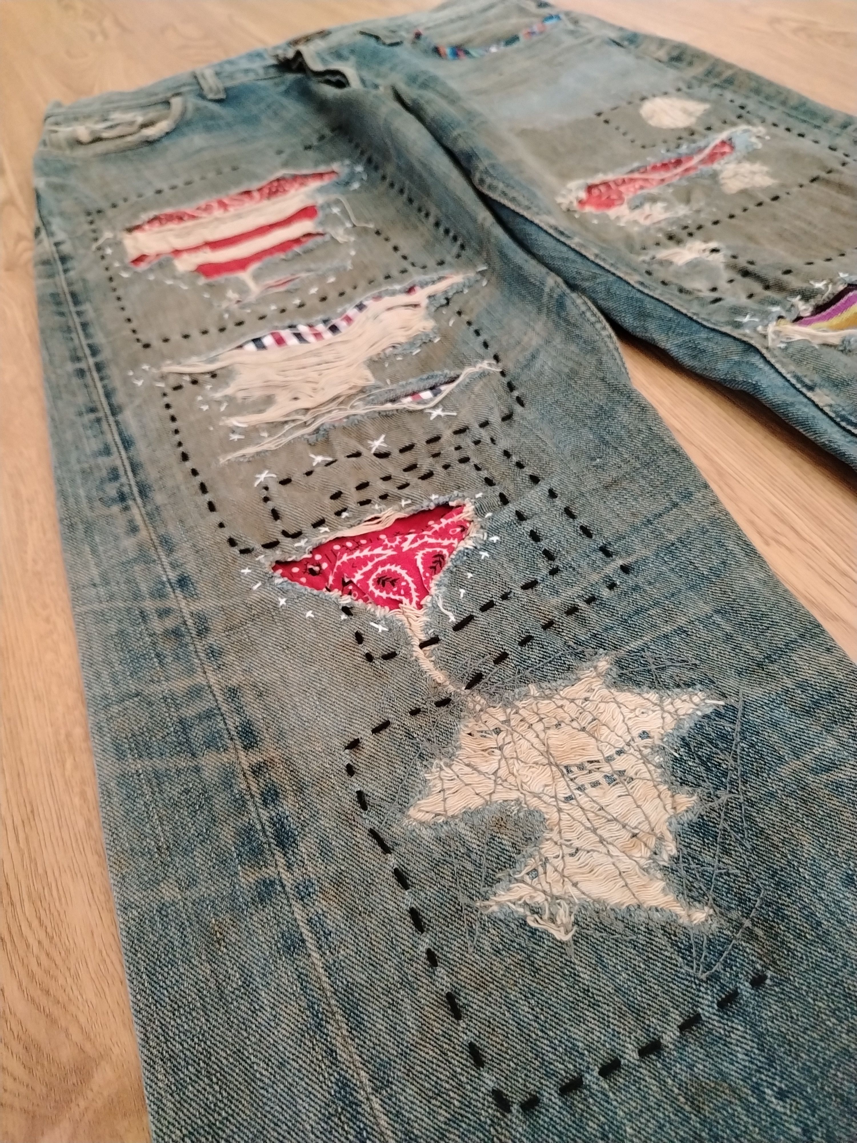 Sugar Cane Sugar Cane Jeans Vintage Sashiko Patches Size US 32 / EU 48 - 7 Thumbnail
