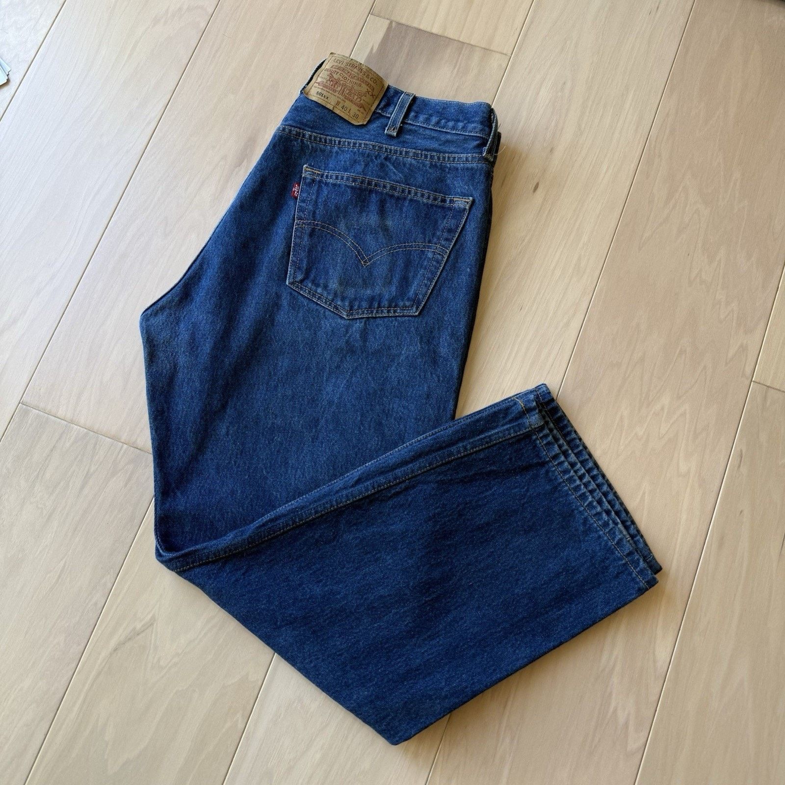 Levi's × Vintage Vintage Levis 501 Jeans 37 Blue Dark Wash Straight Denim Size US 37 - 9 Thumbnail