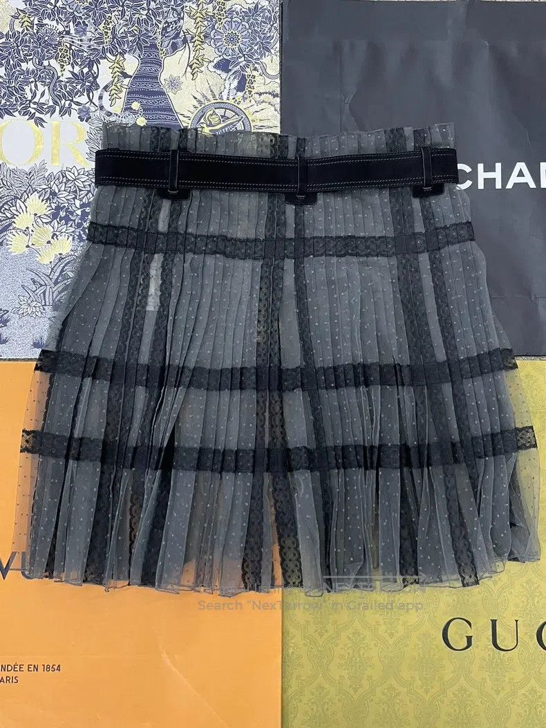 Dior Dior Black polka dot mesh skirt Size 25" / US 0 / IT 36 - 2 Thumbnail