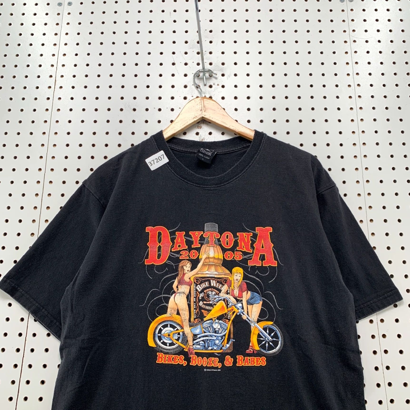 Vintage VTG Lighting Clothing Daytona Bike Booze Babe Shirt Mens Large Black Graphic Print 90s Motorcycle Mens L Size US L / EU 52-54 / 3 - 6 Thumbnail