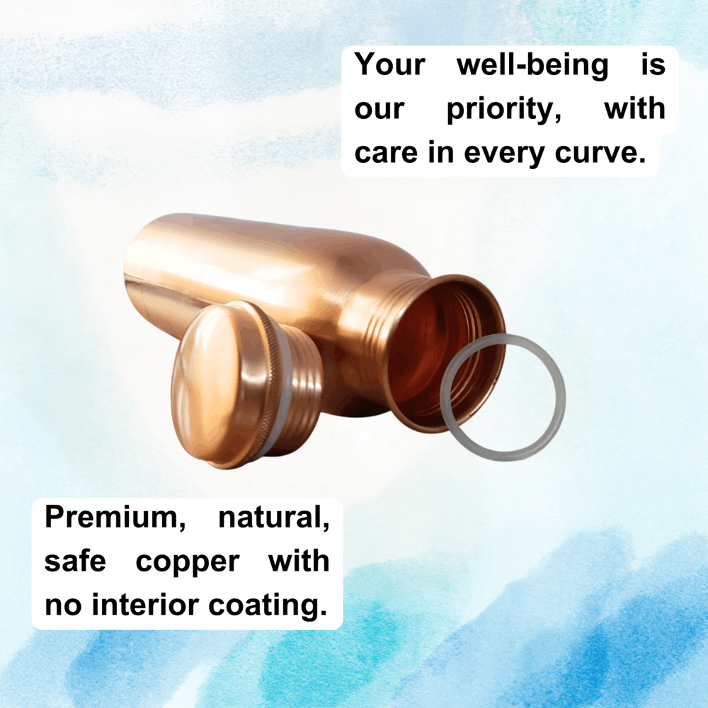 Handmade NEW 100% Plain Finish Copper Water Bottle, 32.5 oz/950 mL Size ONE SIZE - 4 Thumbnail