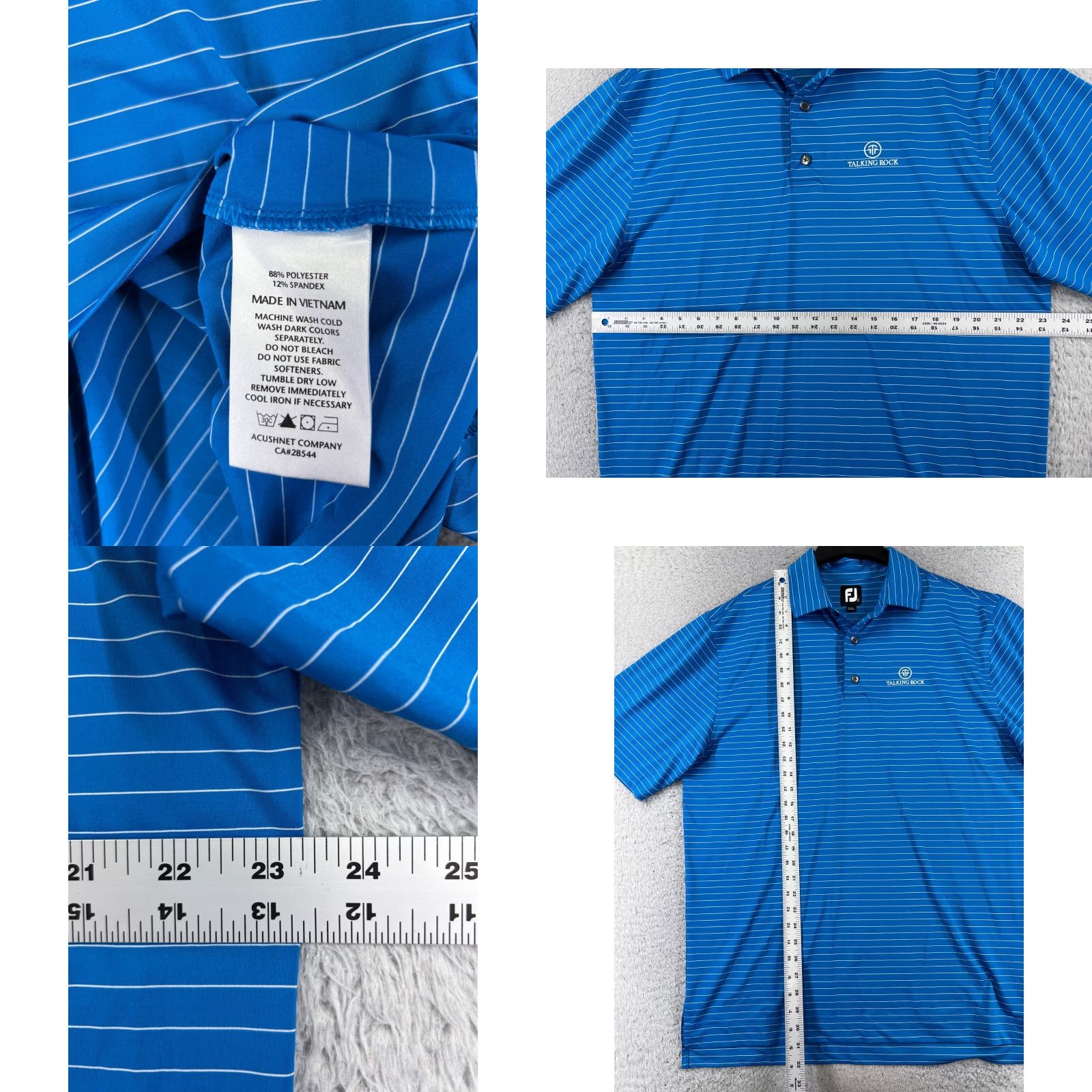 Footjoy FootJoy Polo Shirt Men Blue Stripe Polo Adult L Regular Size Size US L / EU 52-54 / 3 - 8 Thumbnail