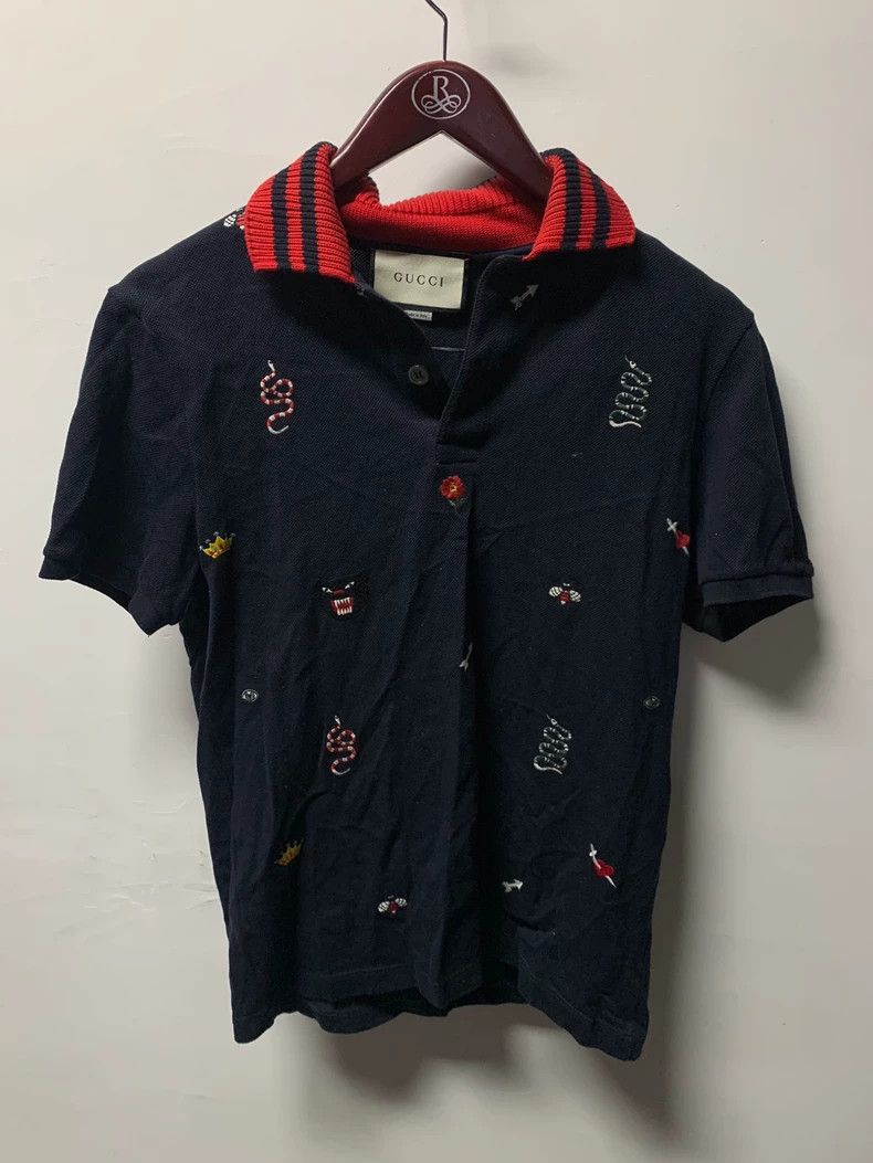 Gucci Gucci Embroidered Short Sleeve Polo Shirt - dmc Size US M / EU 48-50 / 2 - 1 Thumbnail
