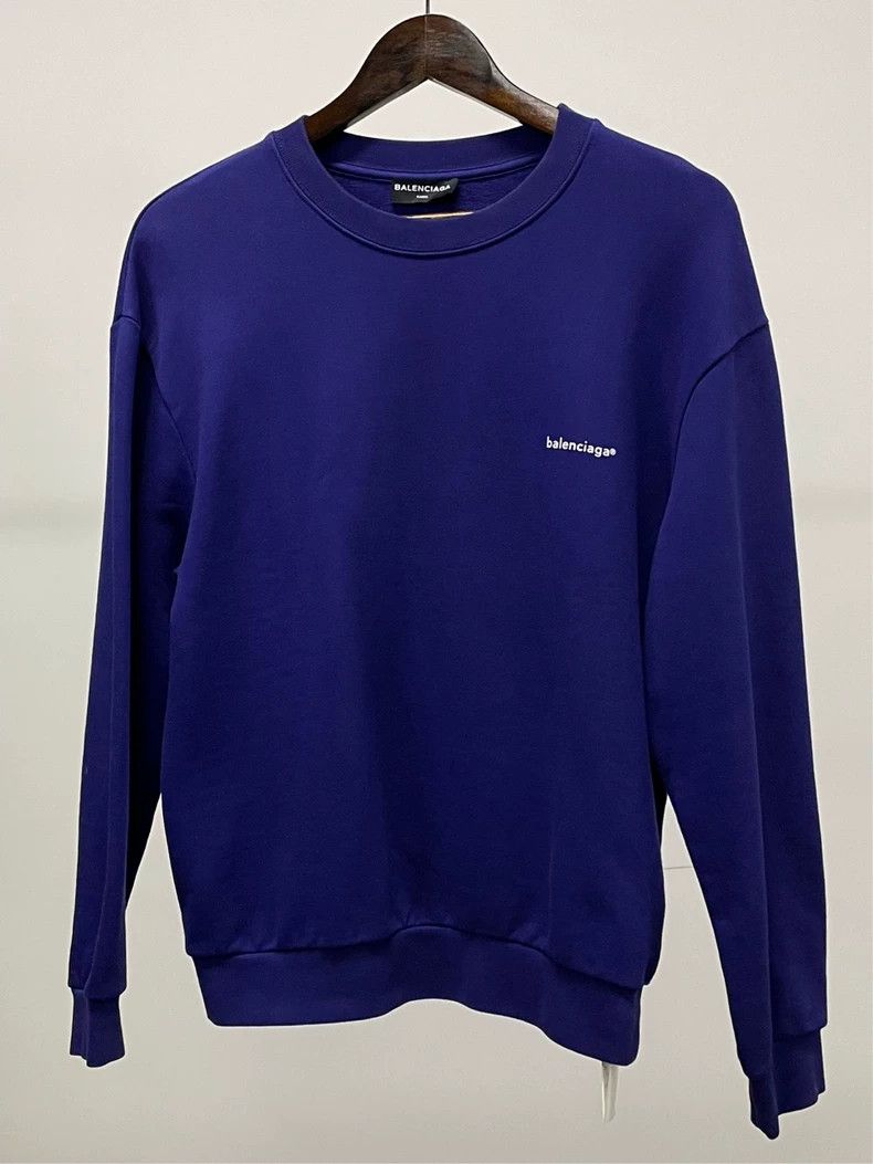 Balenciaga Balenciaga Purple and Blue Small Logo Hoodie Size US S / EU 44-46 / 1 - 1 Thumbnail