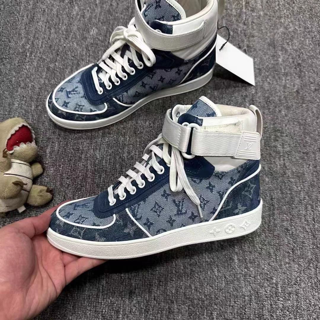 Louis Vuitton LV Denim Monogram High-Top Sneaker 37.5 99 New Size US 7 / IT 37 - 2 Thumbnail