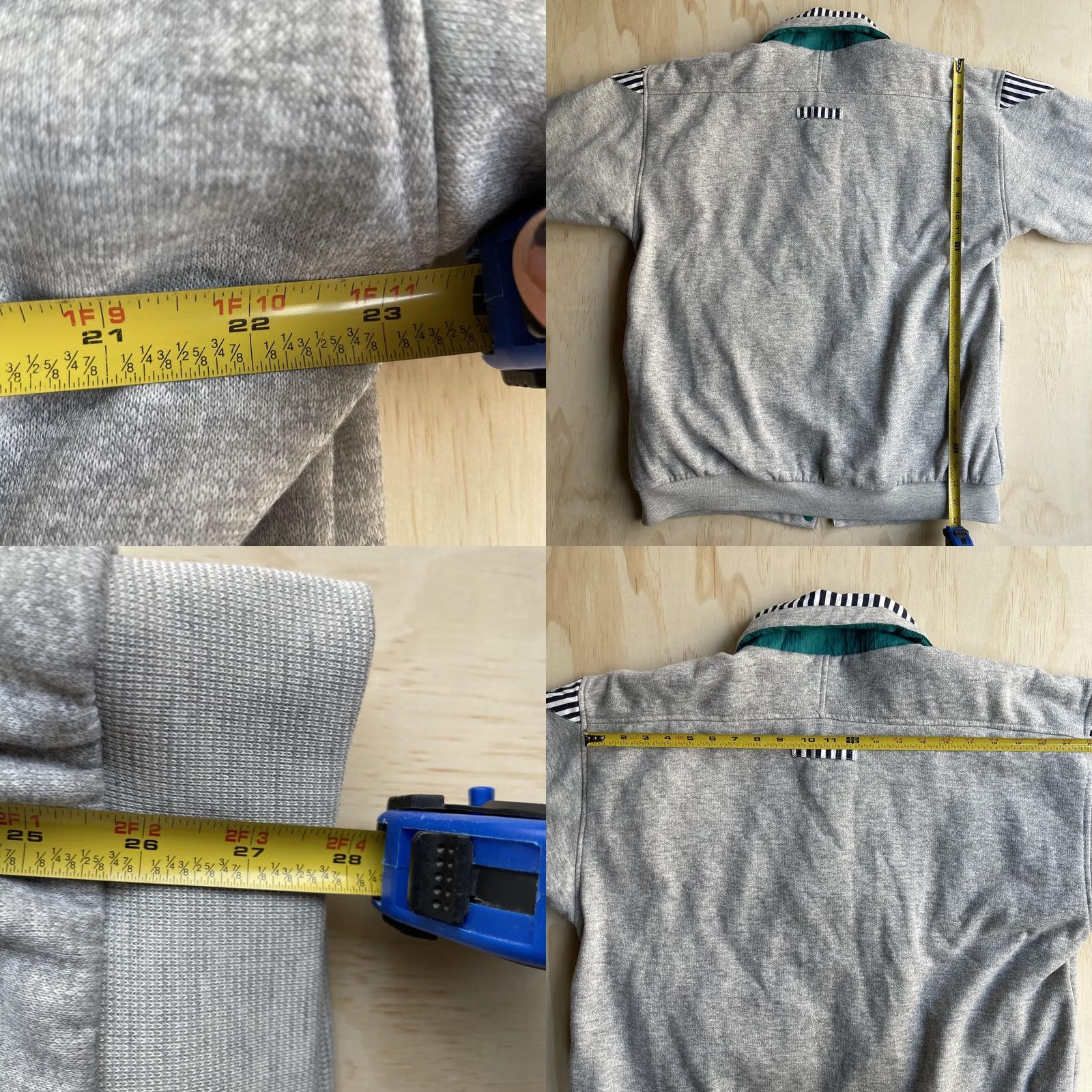 Nautica Vintage Nautical Anchor Bomber Jacket Mens L Gray Knit Striped Collar Pockets Reversible Size US L / EU 52-54 / 3 - 8 Thumbnail