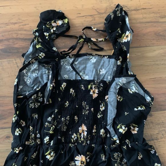 Other Wild Fable Black Floral Ruffle Sleeve Mini Dress Medium NWOT Size M / US 6-8 / IT 42-44 - 6 Thumbnail