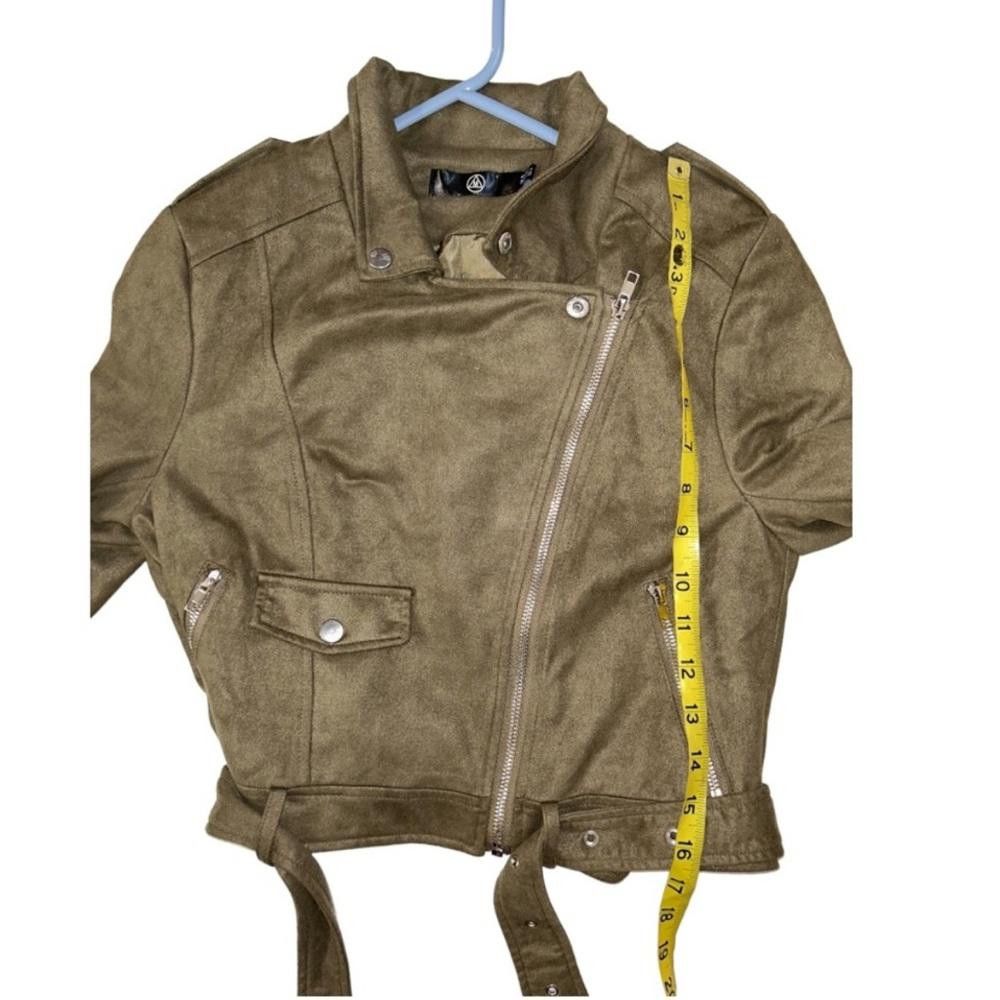 Designer Missguided l Faux Suede Olive Green Moto Jacket Size 2 Size XS / US 0-2 / IT 36-38 - 6 Thumbnail