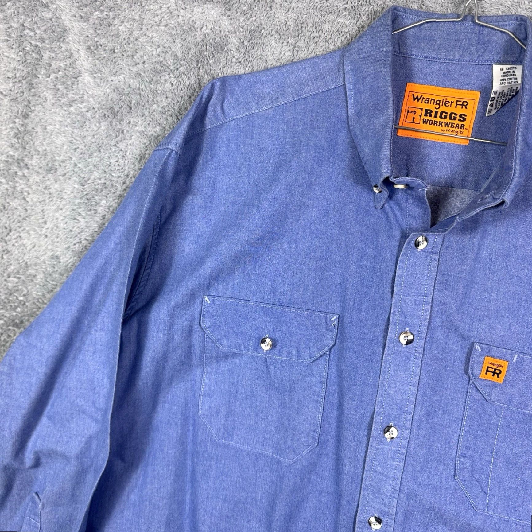 Wrangler Wrangler Shirt Mens 2XL Denim Canvas FR Riggs Workwear 8.1 ATPV HRC2 Utility Denim Canvas Utility Size US XXL / EU 58 / 5 - 7 Thumbnail