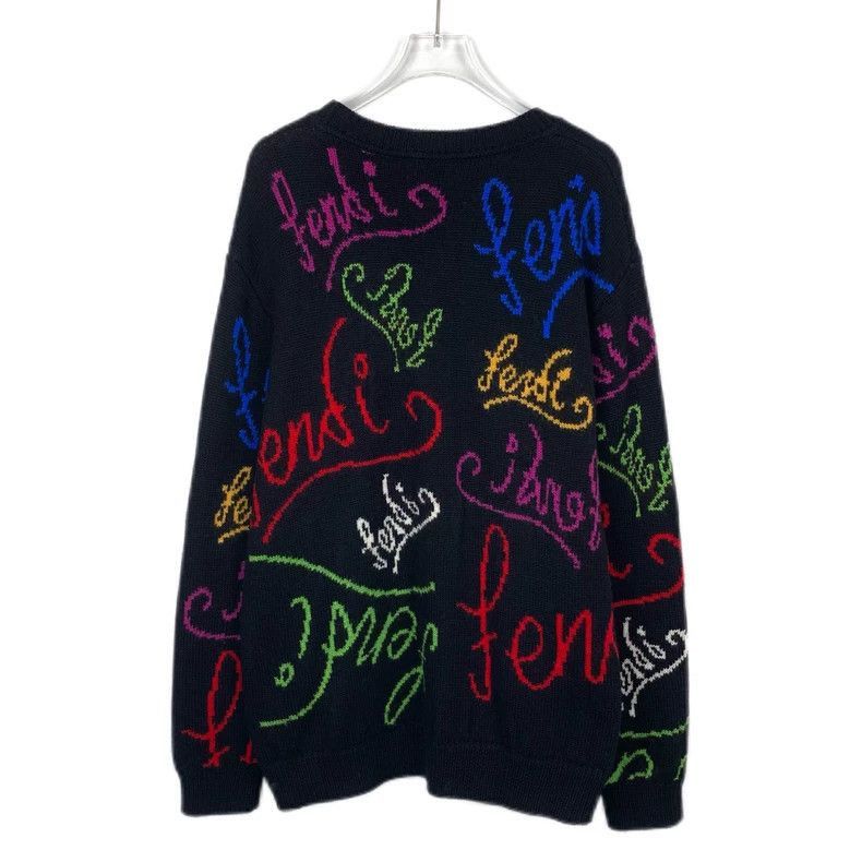 Fendi Fendi Black Logo Wool Long Sleeve Sweater Size US L / EU 52-54 / 3 - 2 Thumbnail