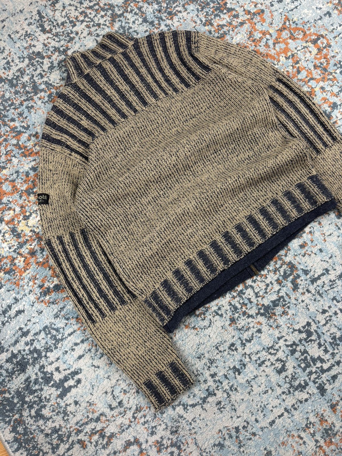 Schott × Vintage Vintage 90s Schott NYC military gear heavy zip knit sweater Size US L / EU 52-54 / 3 - 4 Thumbnail