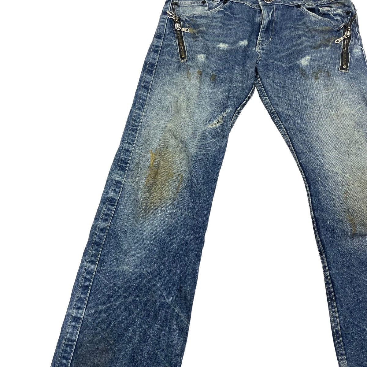 14th Addiction × If Six Was Nine × Le Grande Bleu (L.G.B.) Trashed Japanese Brand Ratle Trap Distress Denim Size US 32 / EU 48 - 6 Thumbnail