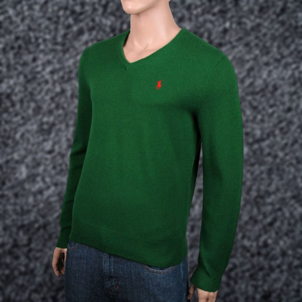Polo Ralph Lauren Polo Ralph Lauren XL Green Wool Sweater V-Neck NWT Orange Pony NWT Size US XL / EU 56 / 4 - 1 Preview