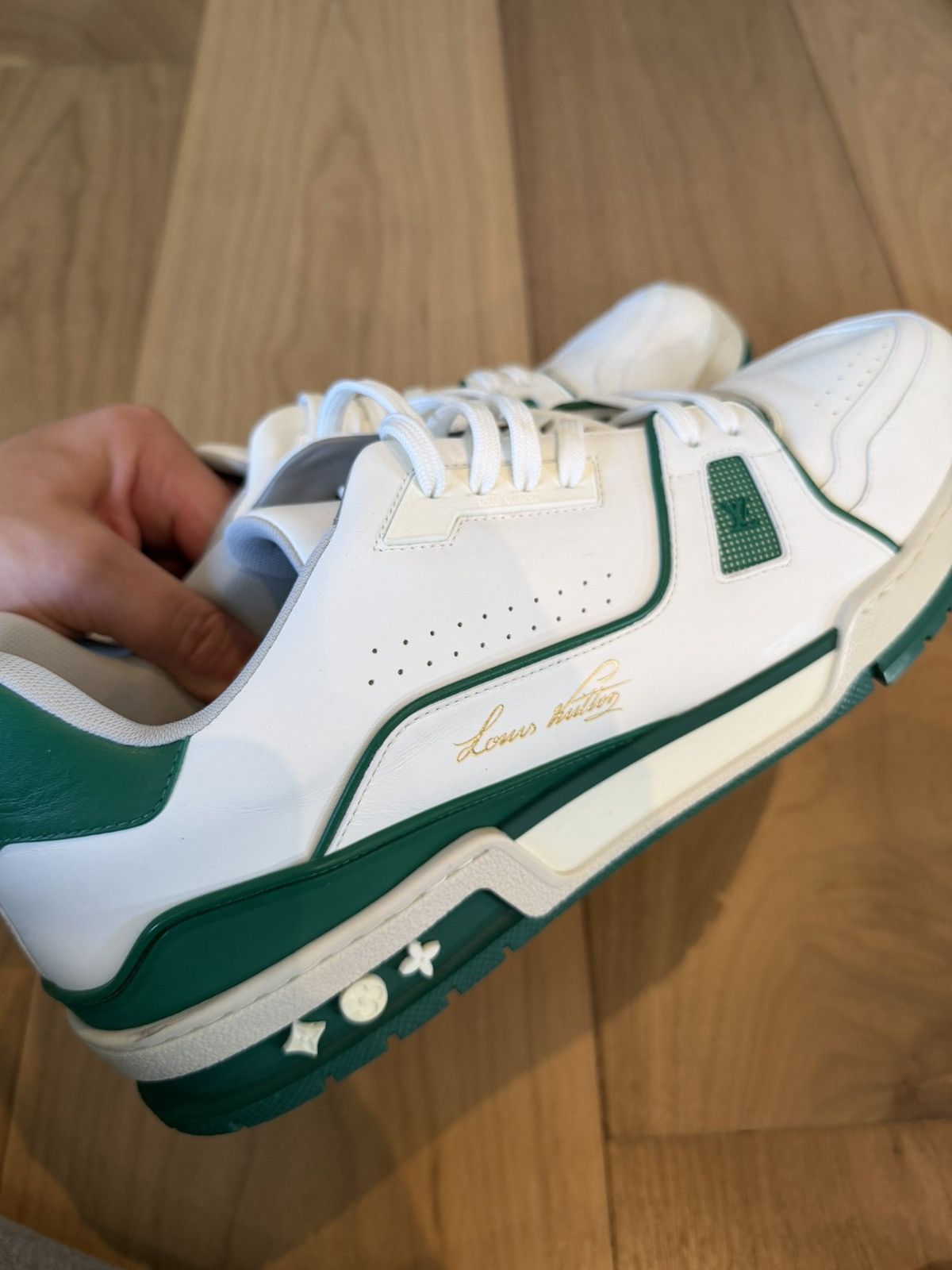 Louis Vuitton Louis Vuitton Trainer #54 Signature White Green Size US 13 / EU 46 - 9 Thumbnail